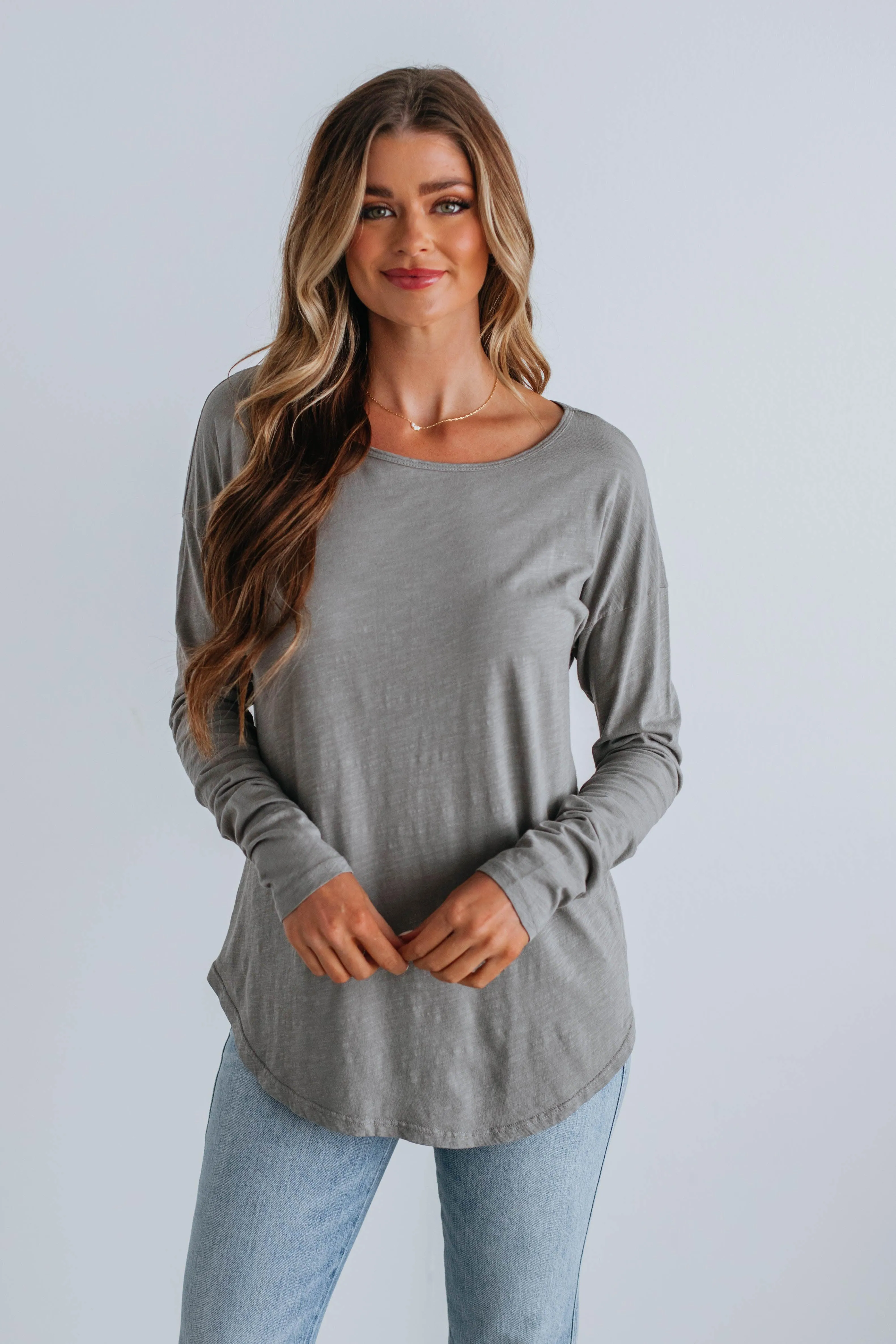 Giada Basic Top - Pebble sold by Wild Oak Boutique product image thumbnail 3