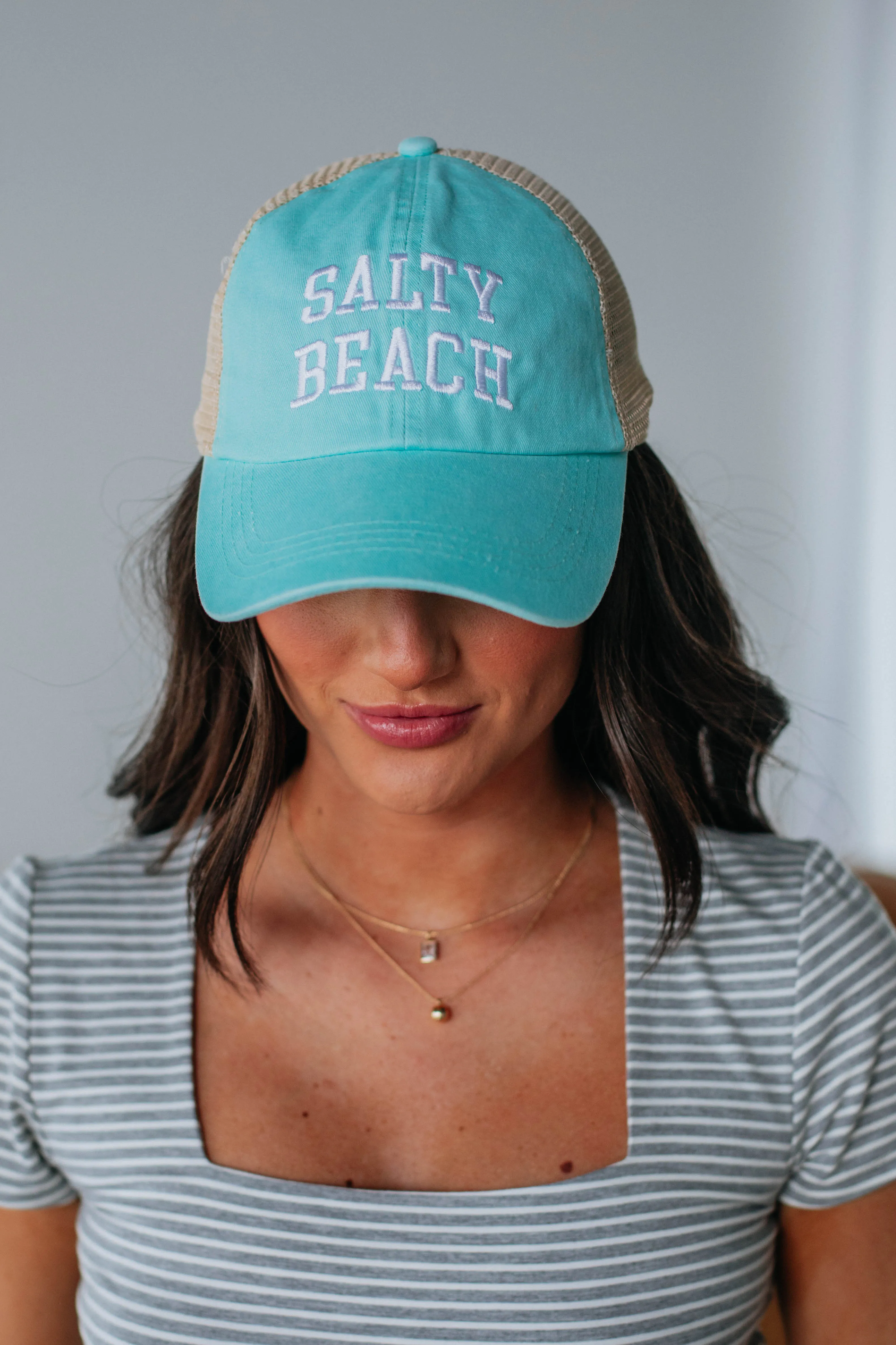 Salty Beach Baseball Cap - Mint sold by Wild Oak Boutique