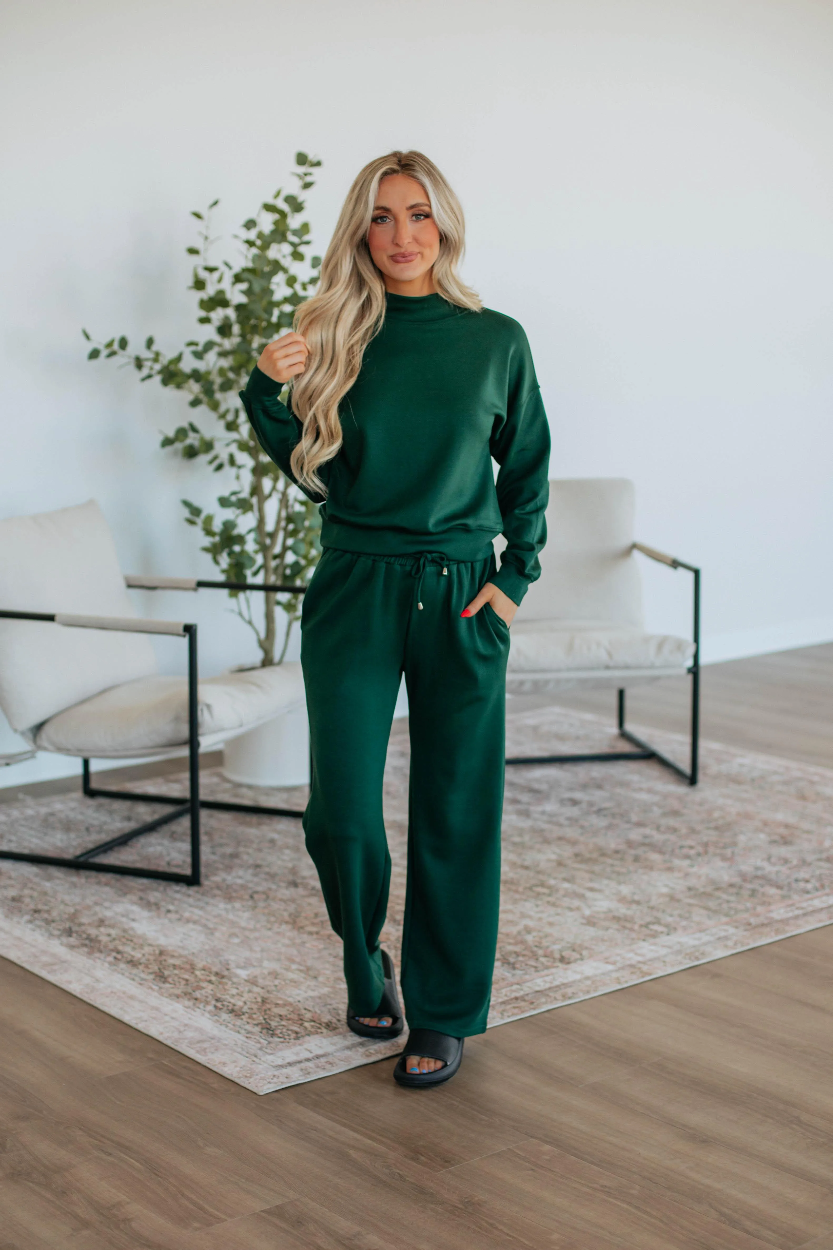 Leave Me To Lounge Pants - Hunter Green sold by Wild Oak Boutique product image thumbnail 3
