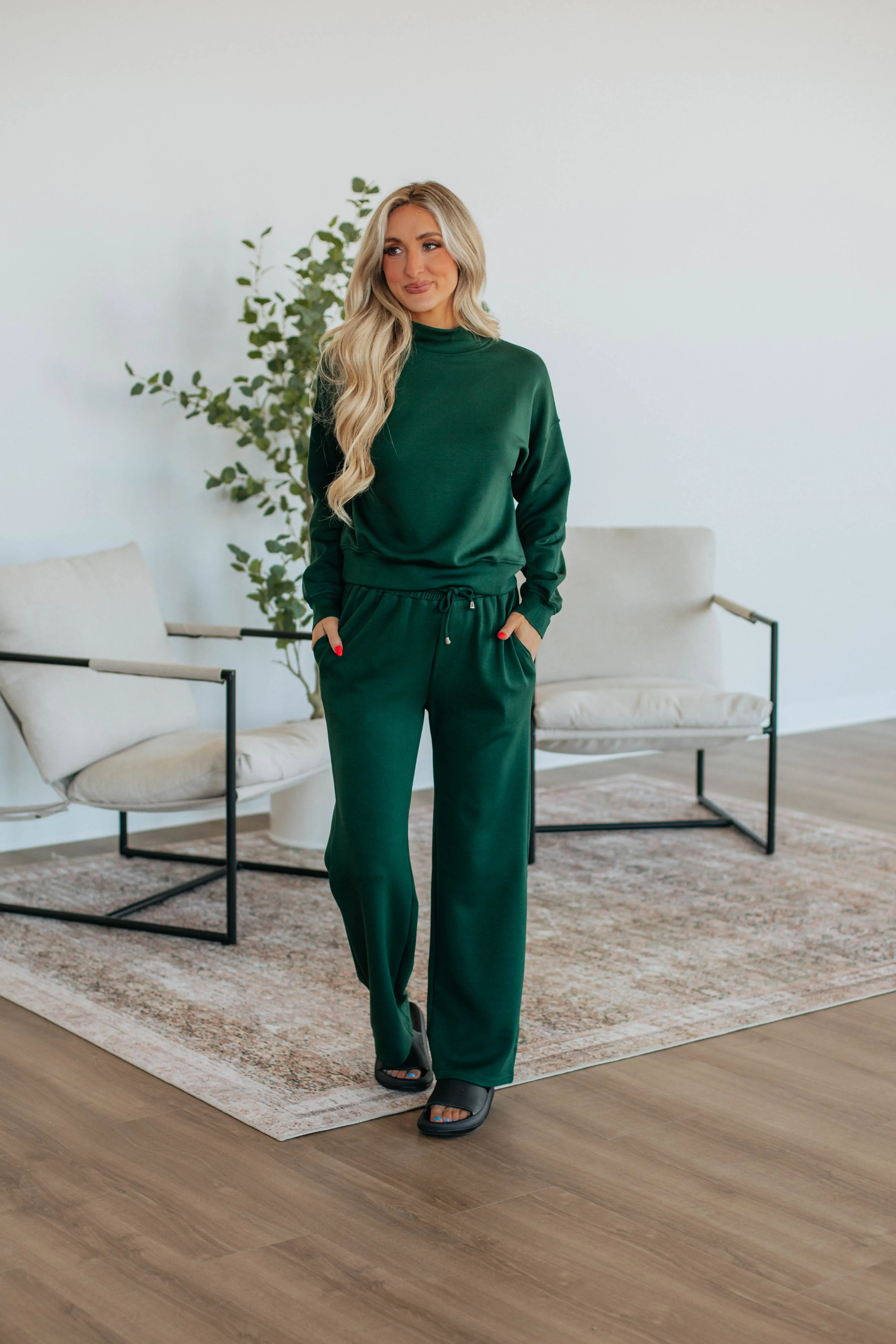 Leave Me To Lounge Pants - Hunter Green sold by Wild Oak Boutique product image thumbnail 2