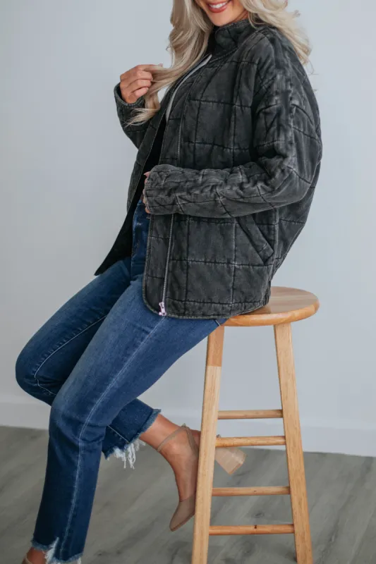 Winslie Quilted Jacket - Vintage Black sold by Wild Oak Boutique