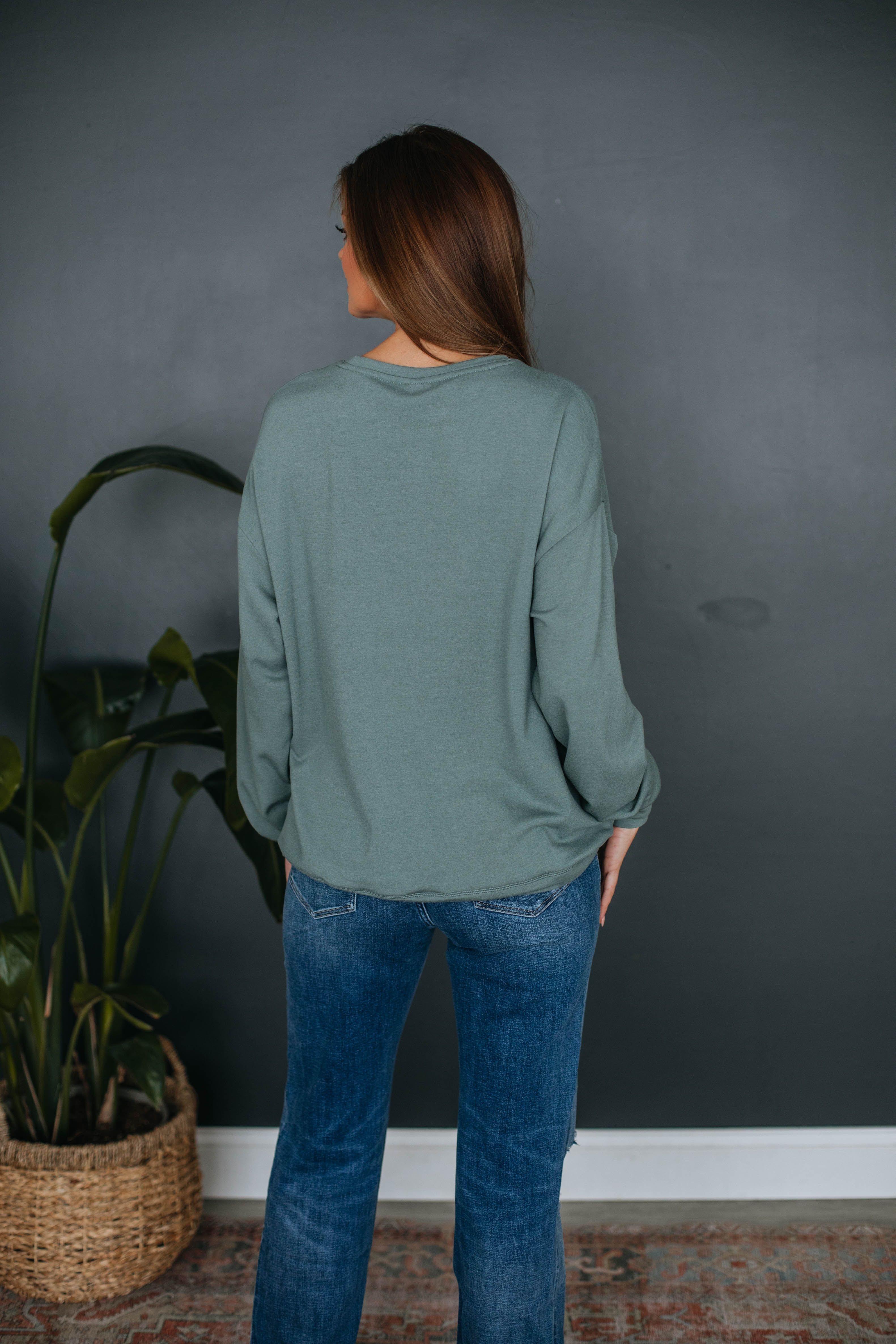 Eli Oversized Crewneck - Dusty Sage sold by Wild Oak Boutique product image thumbnail 4