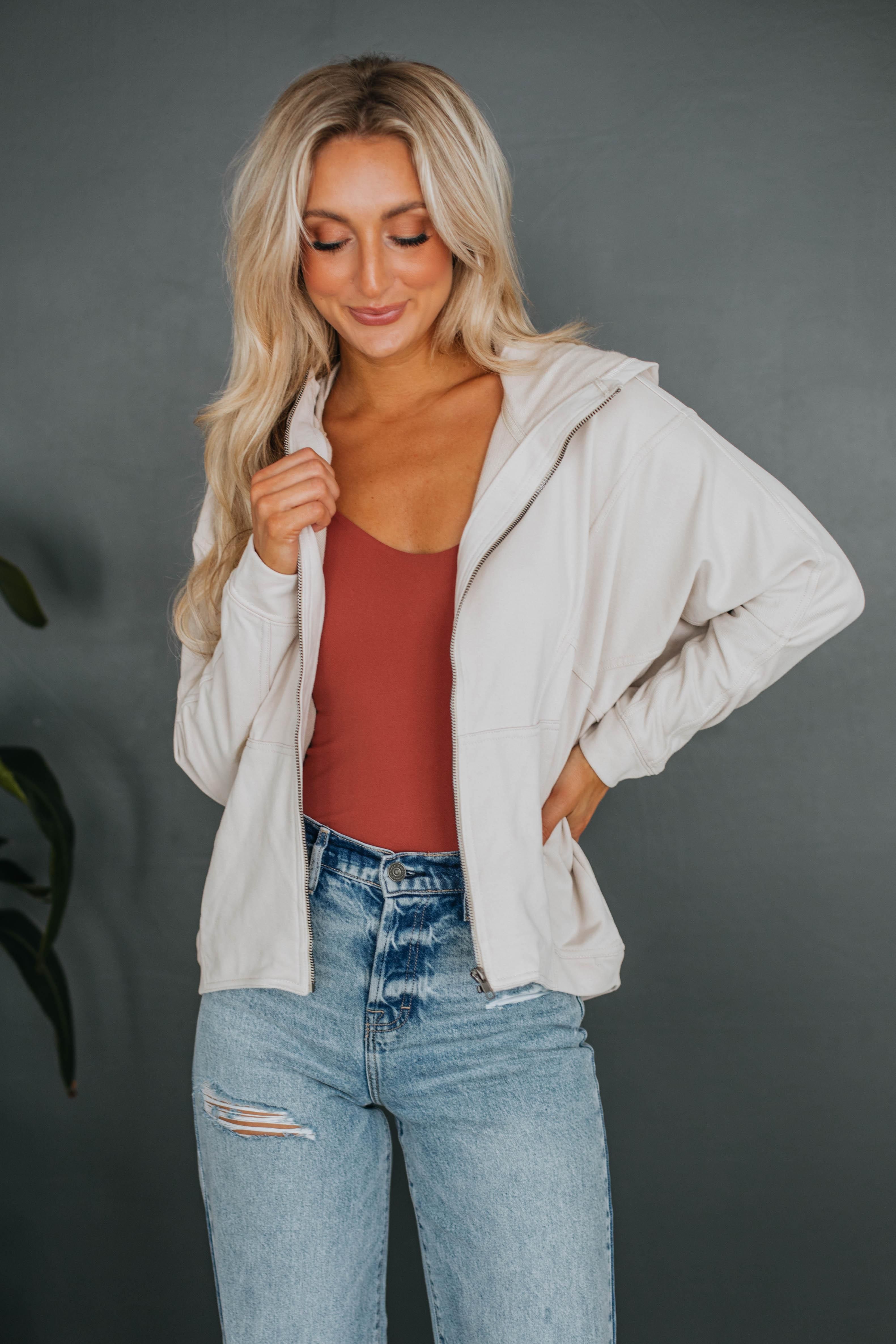 Elma Zip-Up Jacket - Natural sold by Wild Oak Boutique