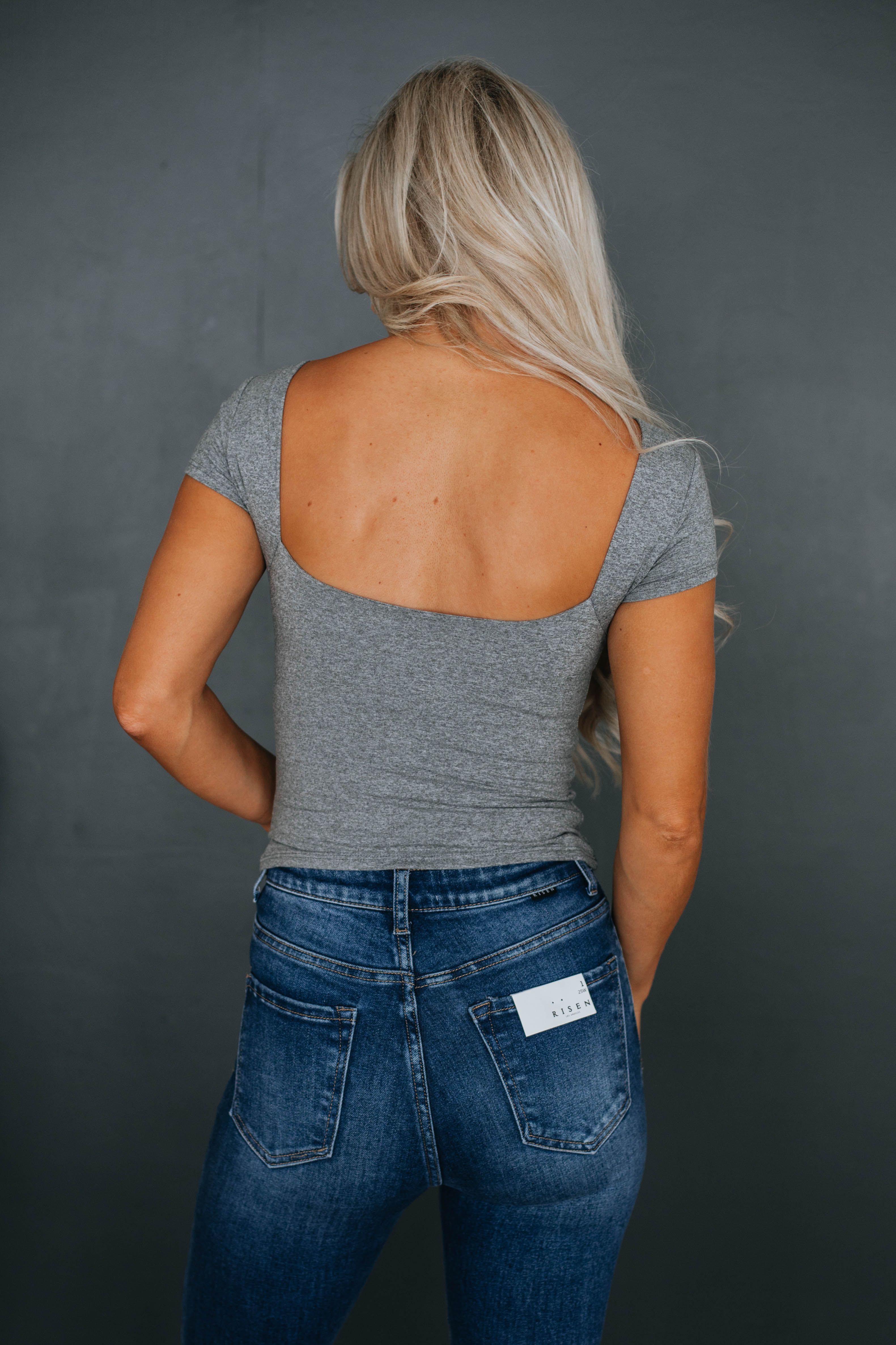 Jayla Basic Top - Heather Grey sold by Wild Oak Boutique product image thumbnail 3