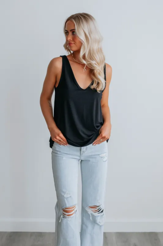 Linley Basic Tank - Black sold by Wild Oak Boutique