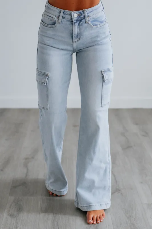 Leigh Risen Cargo Jeans - Vintage Light Wash sold by Wild Oak Boutique