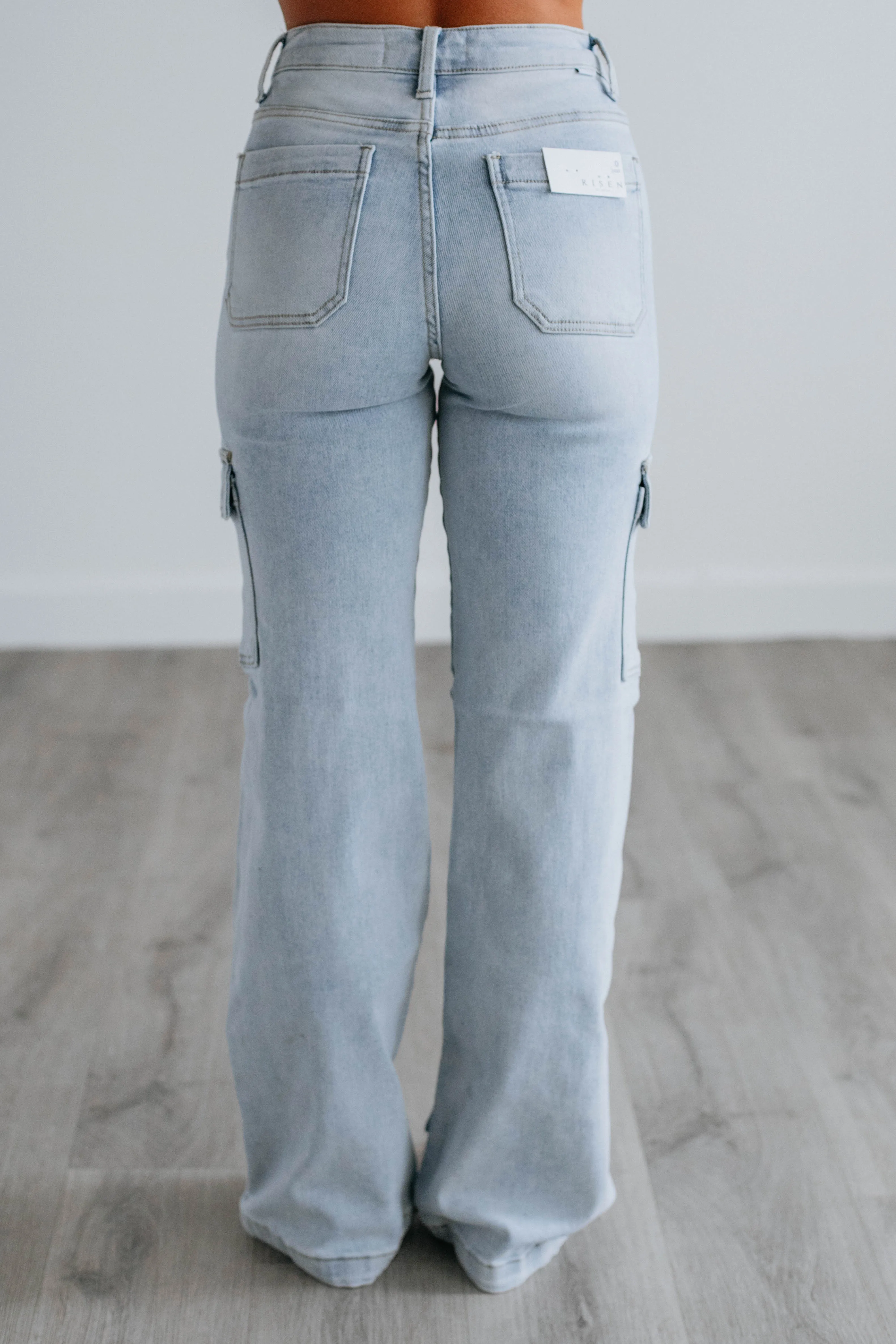 Leigh Risen Cargo Jeans - Vintage Light Wash sold by Wild Oak Boutique product image thumbnail 4