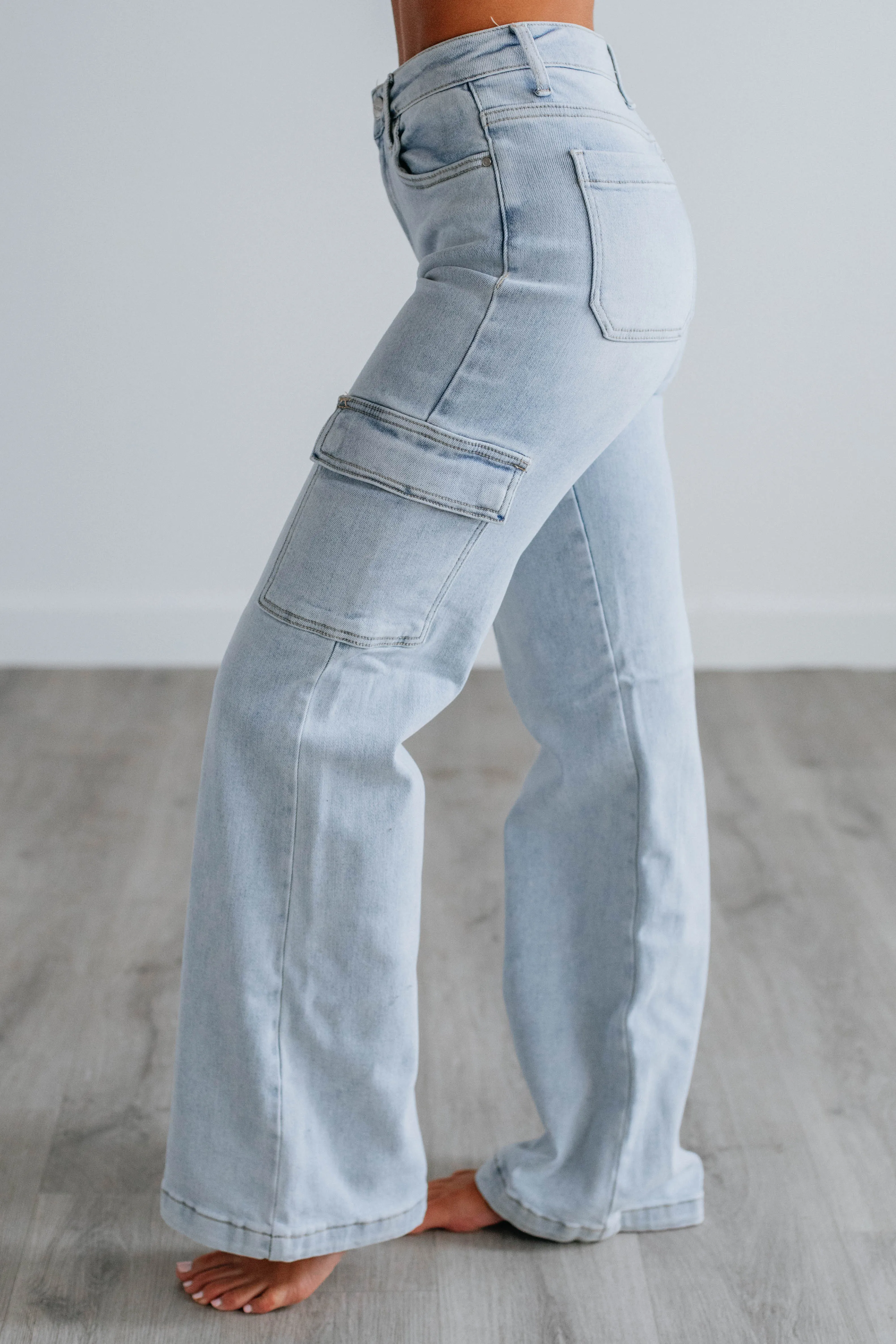 Leigh Risen Cargo Jeans - Vintage Light Wash sold by Wild Oak Boutique product image thumbnail 2