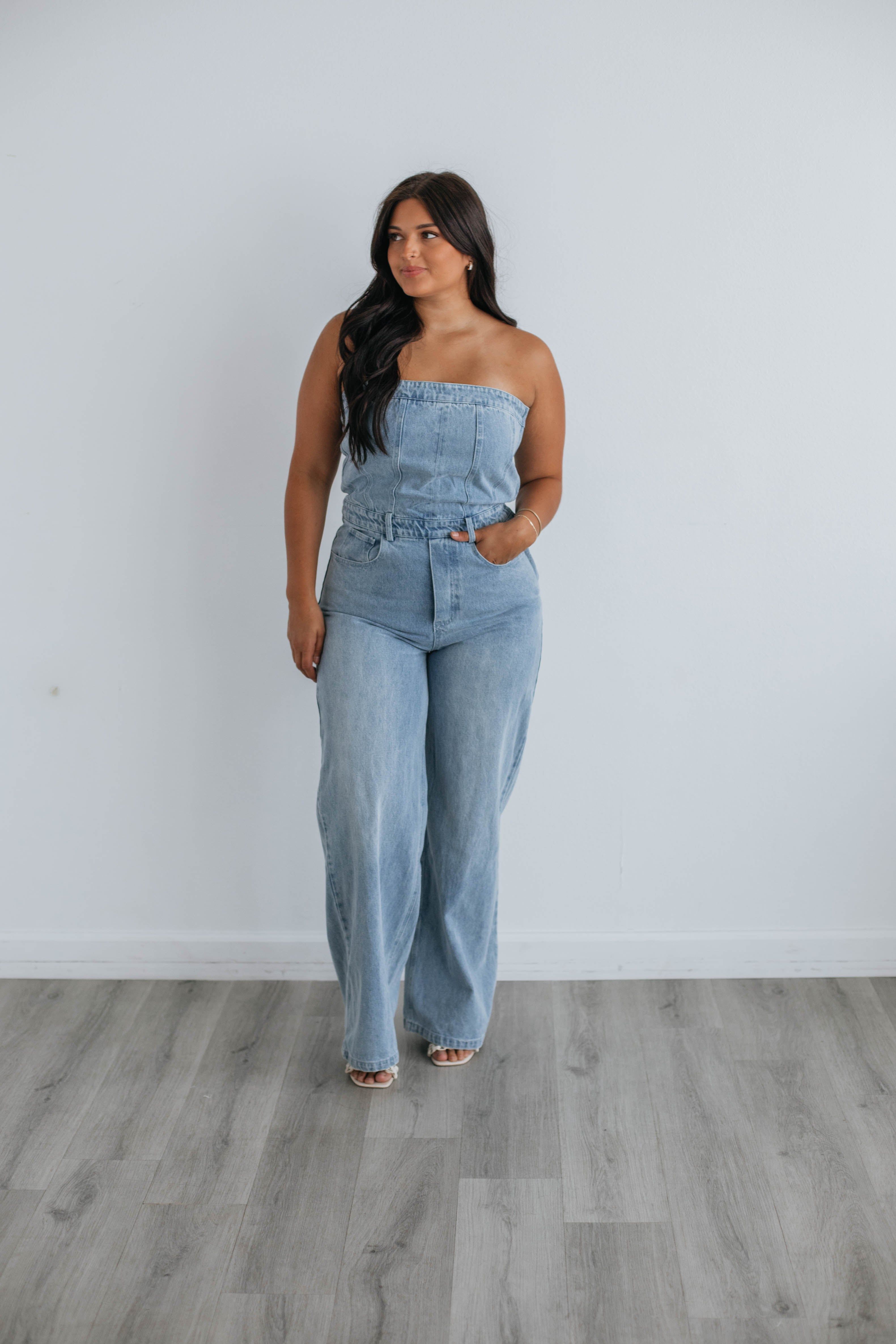Breckon Denim Jumpsuit sold by Wild Oak Boutique product image thumbnail 3