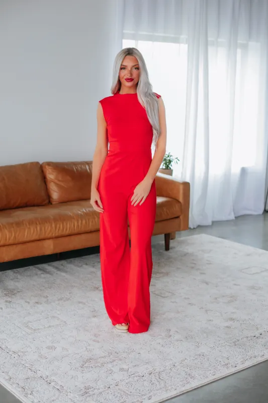Chic Moment Jumpsuit - Cherry sold by Wild Oak Boutique