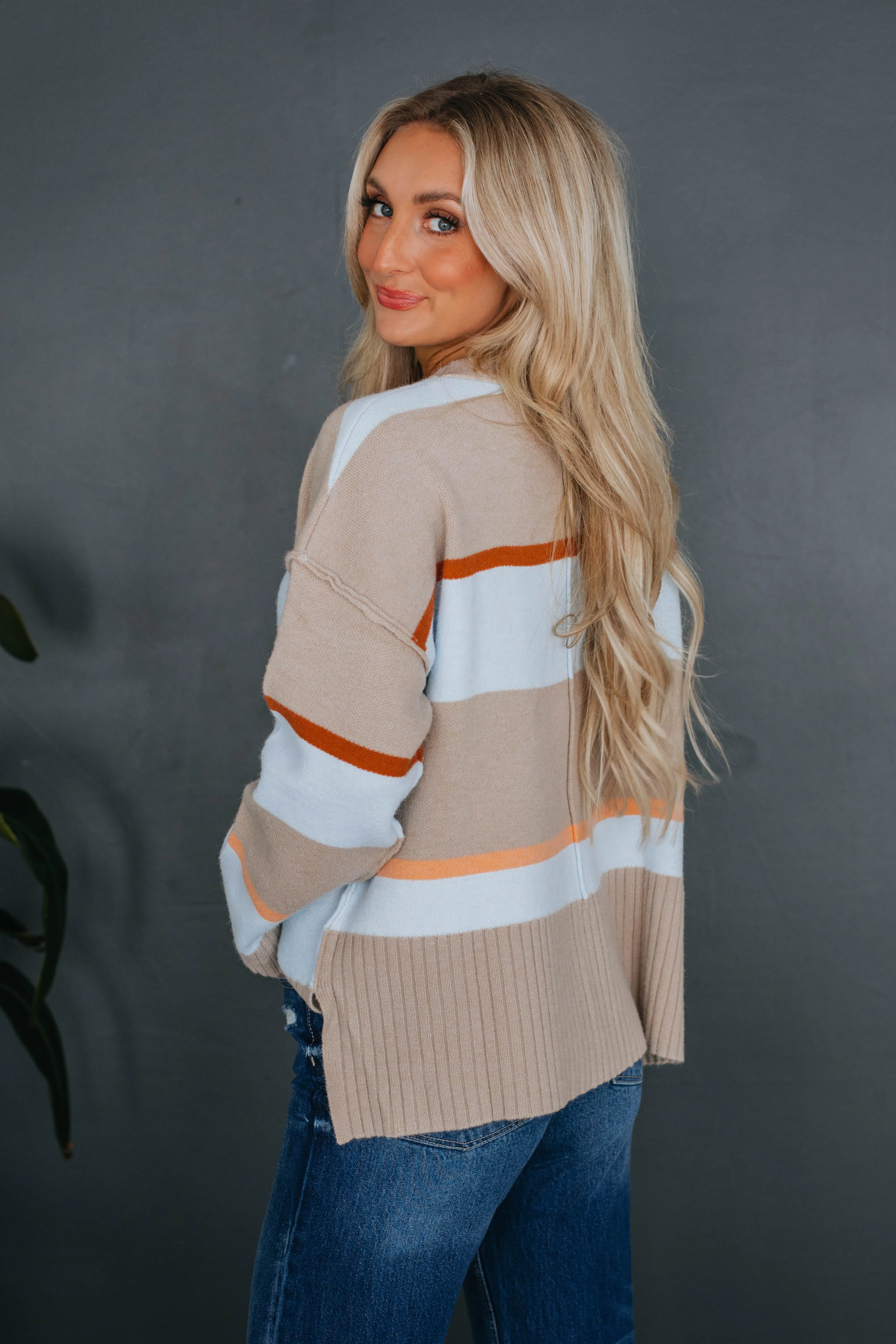 Lyssa Striped Sweater - Taupe Mix sold by Wild Oak Boutique product image thumbnail 5