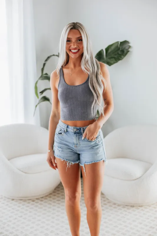 Drew Ribbed Tank - Stone sold by Wild Oak Boutique