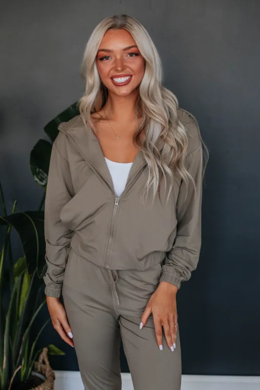 Lynnea Zip-Up Jacket - Mushroom sold by Wild Oak Boutique