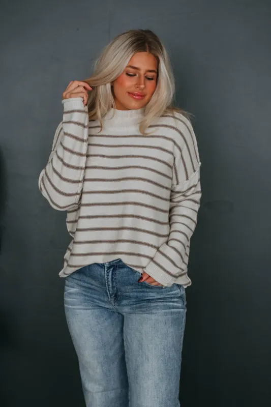 Koda Striped Sweater - Mocha sold by Wild Oak Boutique