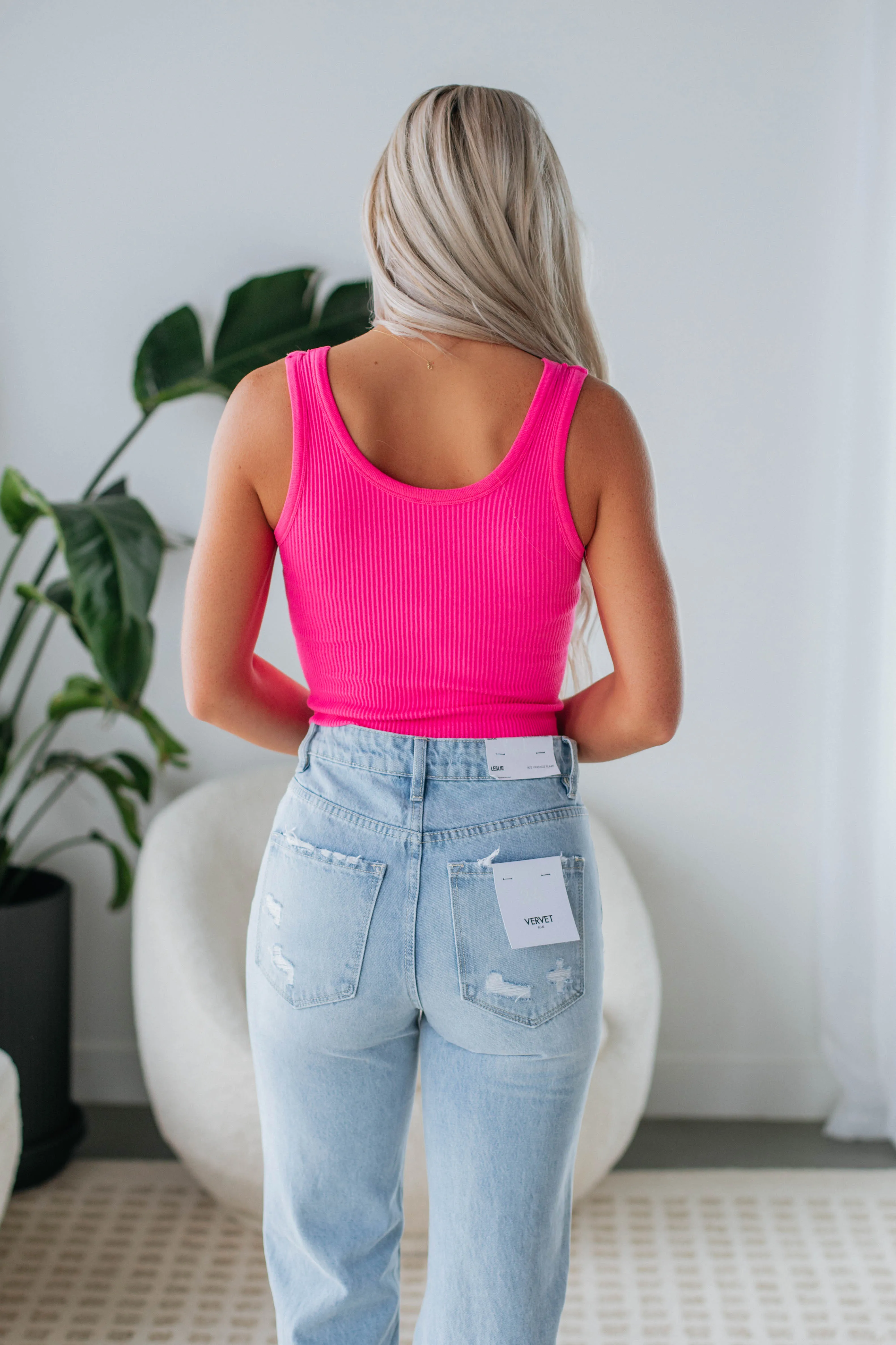 Ambra Ribbed Tank - Hot Pink sold by Wild Oak Boutique product image thumbnail 5