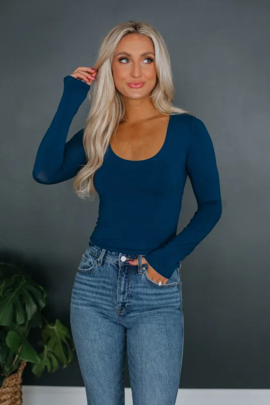 Shayla Basic Top - Steel Blue sold by Wild Oak Boutique