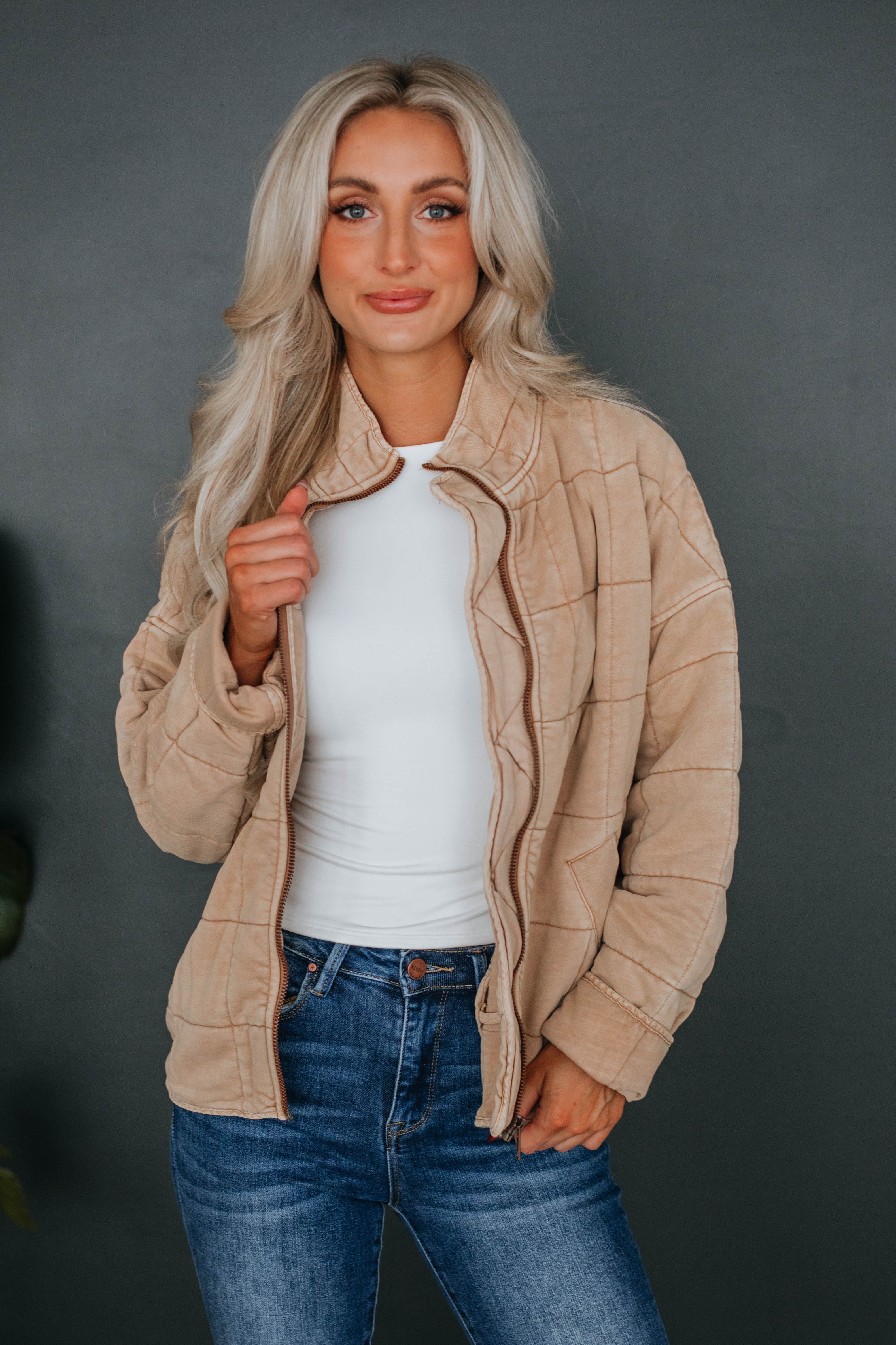 Zaiden Quilted Jacket - Almond sold by Wild Oak Boutique product image thumbnail 5