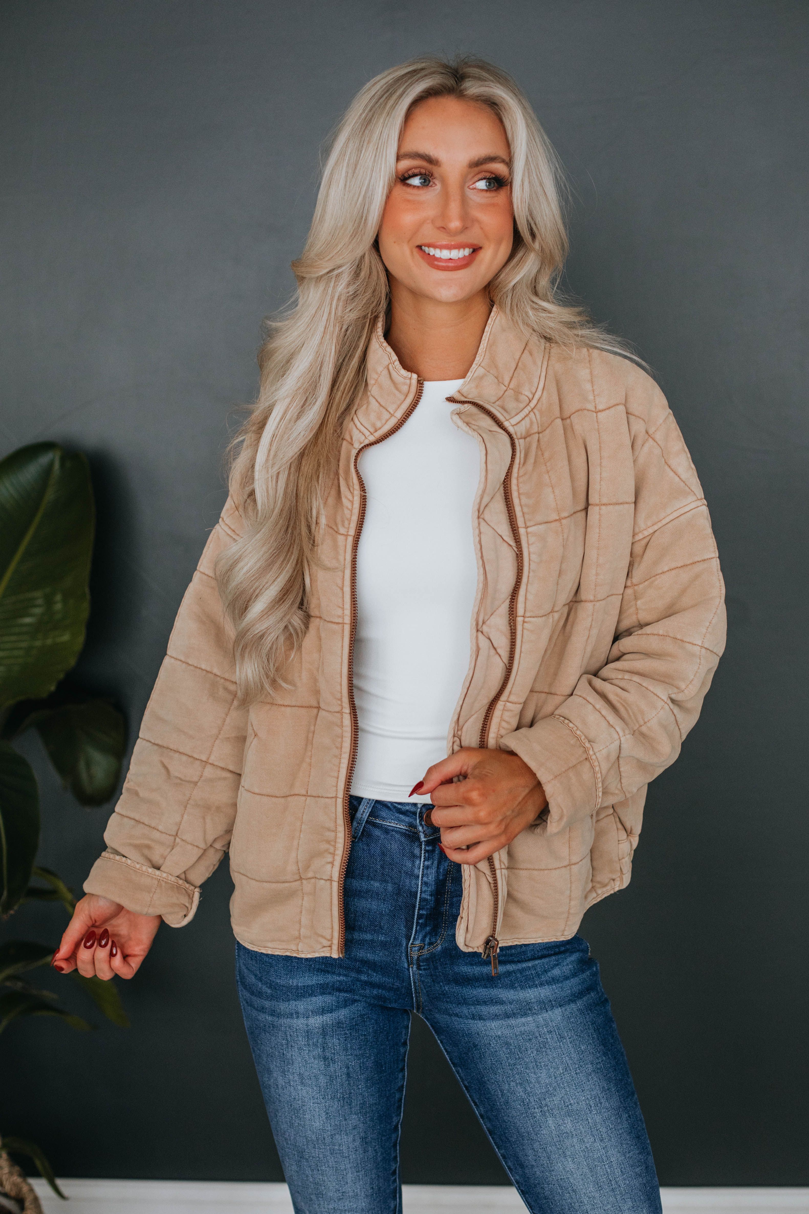 Zaiden Quilted Jacket - Almond sold by Wild Oak Boutique product image thumbnail 3