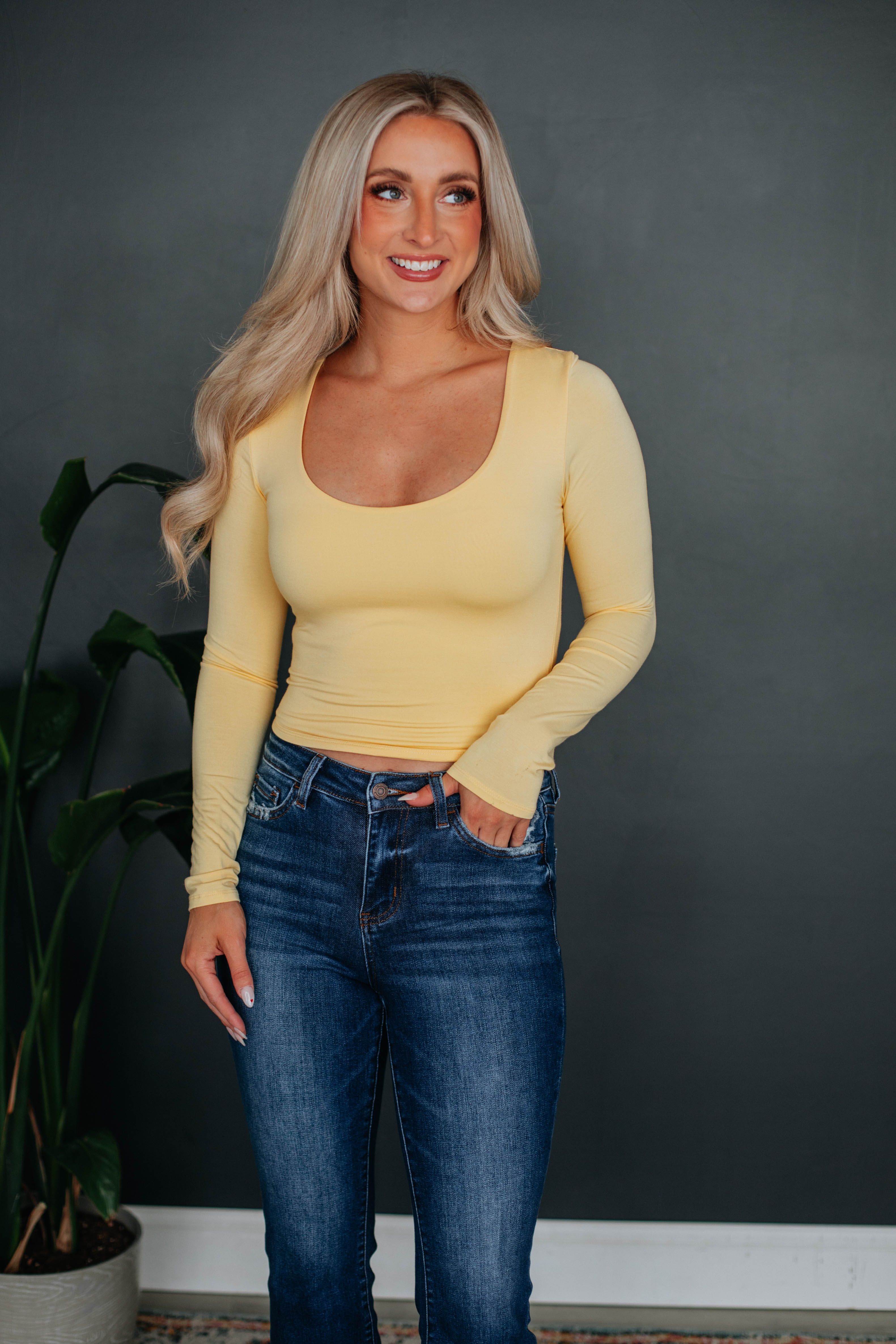 Shayla Basic Top - Lemon sold by Wild Oak Boutique product image thumbnail 2