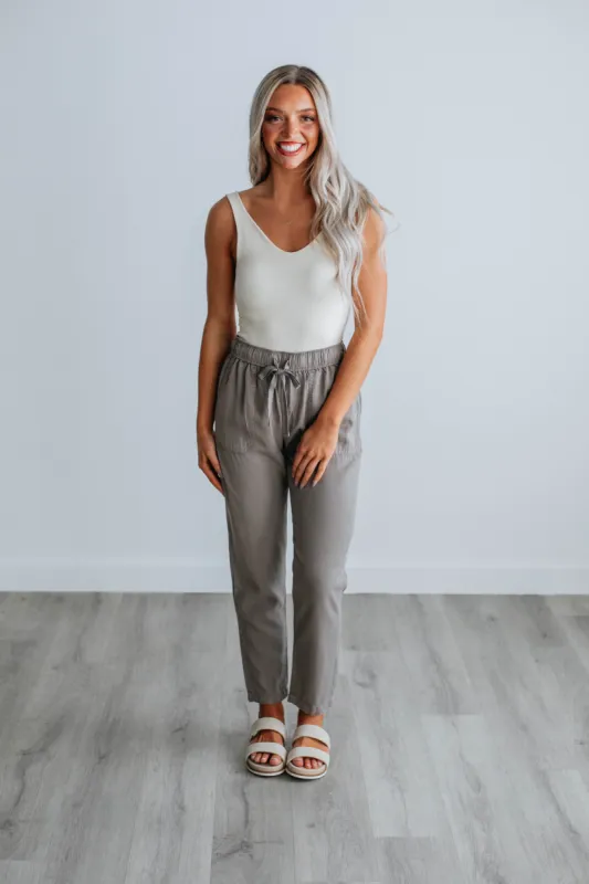 Mariah Casual Pants - Pebble sold by Wild Oak Boutique