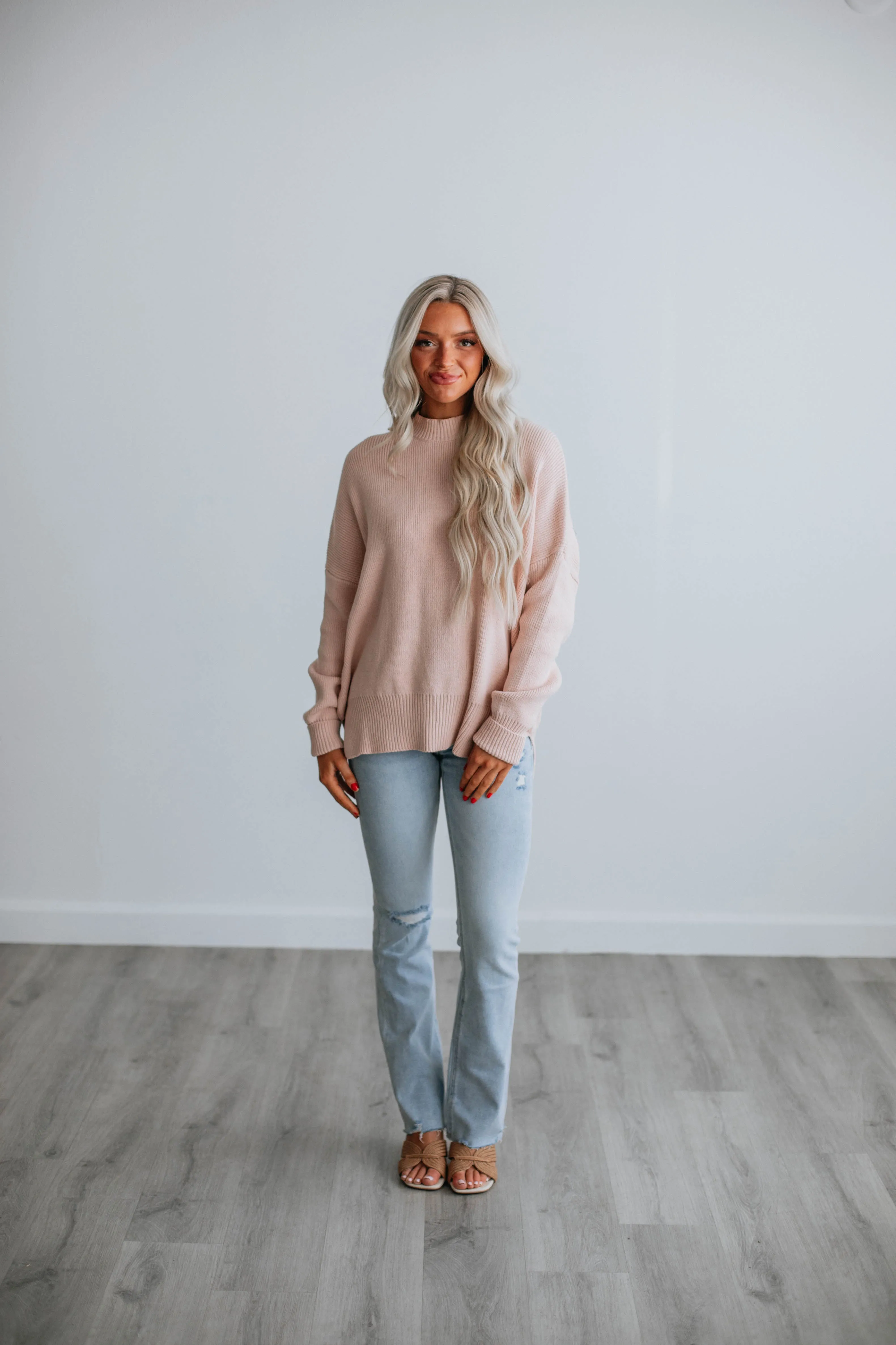 Chelsea Mock Neck Sweater - Blush sold by Wild Oak Boutique product image thumbnail 3