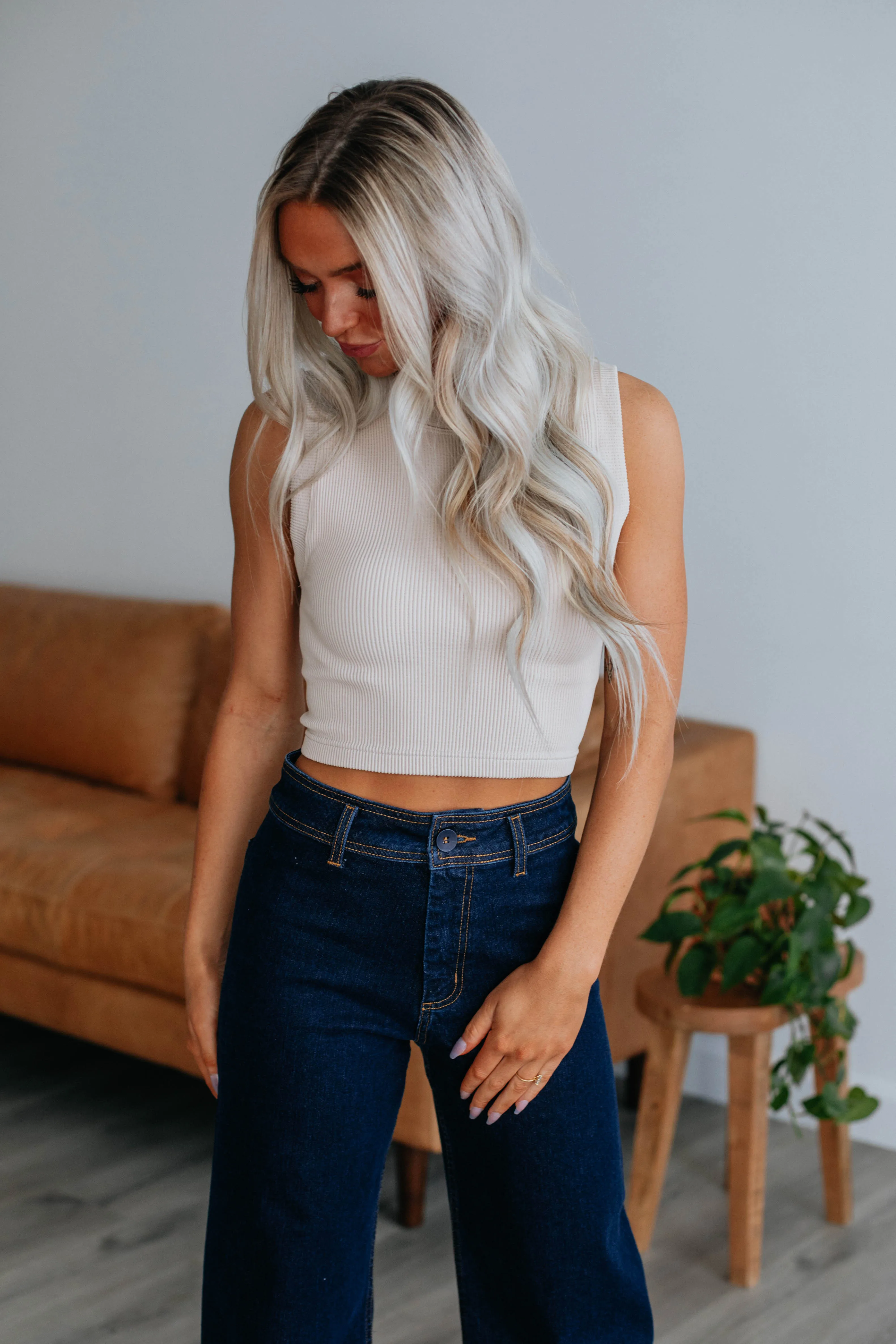 Razlyn Ribbed Tank - Beige sold by Wild Oak Boutique product image thumbnail 4