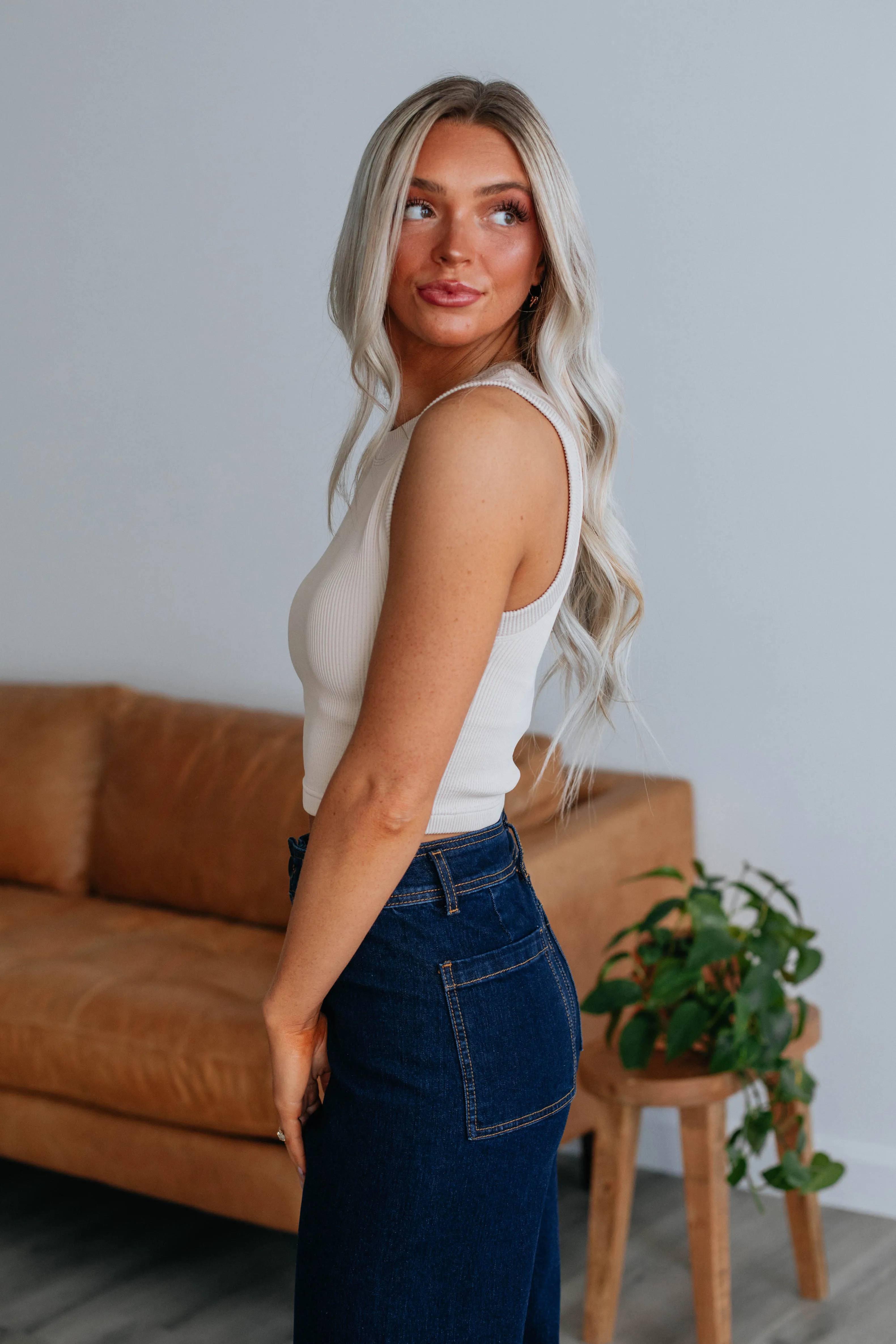 Razlyn Ribbed Tank - Beige sold by Wild Oak Boutique product image thumbnail 3