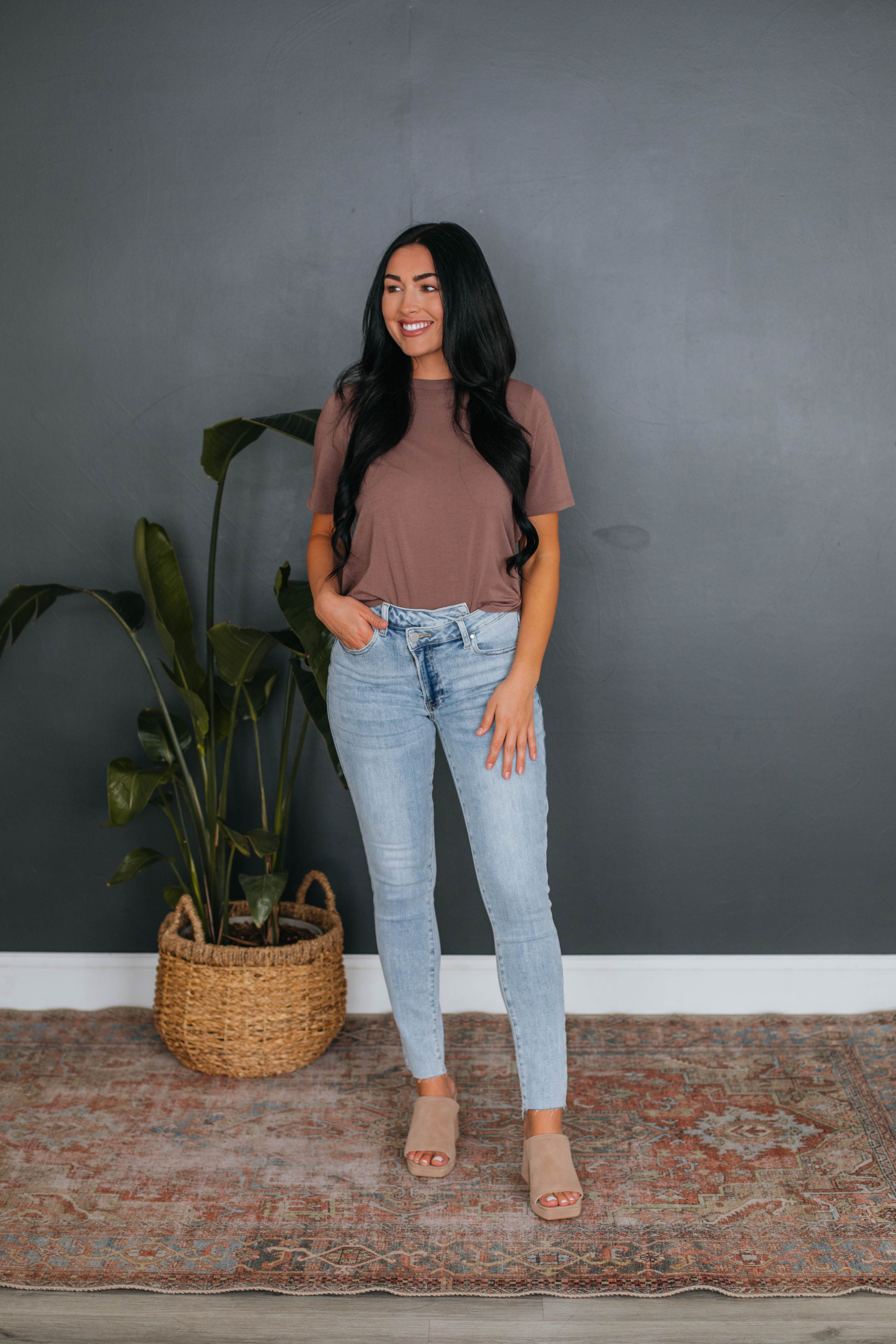 Levins Basic Tee - Mocha sold by Wild Oak Boutique product image thumbnail 2