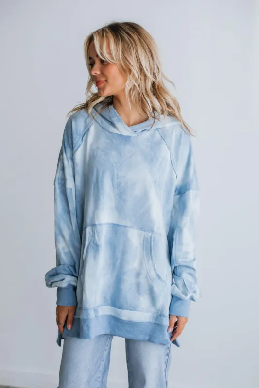 Leylan Tie-Dye Hoodie - Sky Blue sold by Wild Oak Boutique
