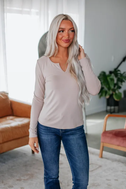 Dalston Long Sleeve Top - Light Taupe sold by Wild Oak Boutique