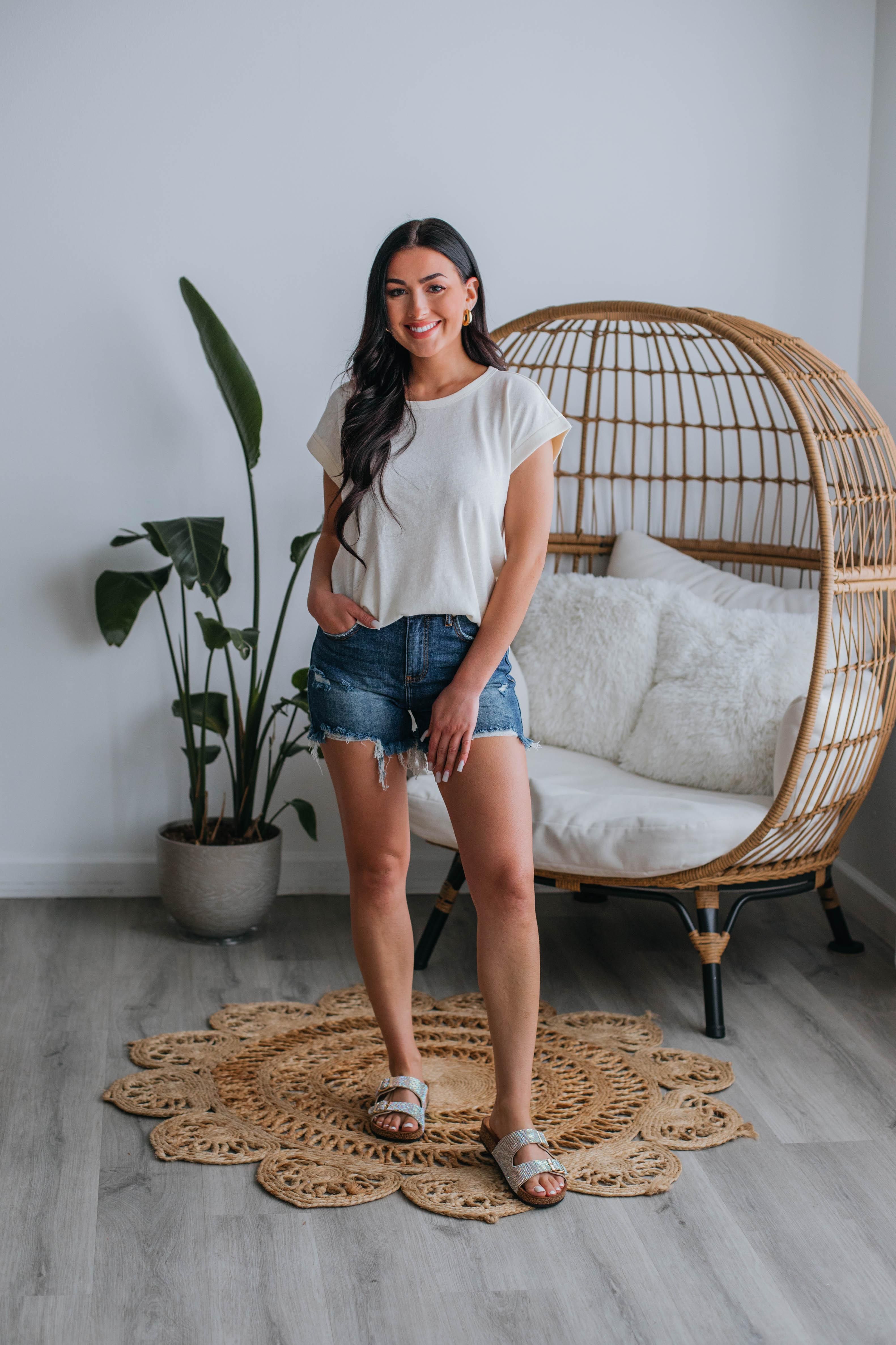 Carrie Basic Tee - Cream sold by Wild Oak Boutique product image thumbnail 3