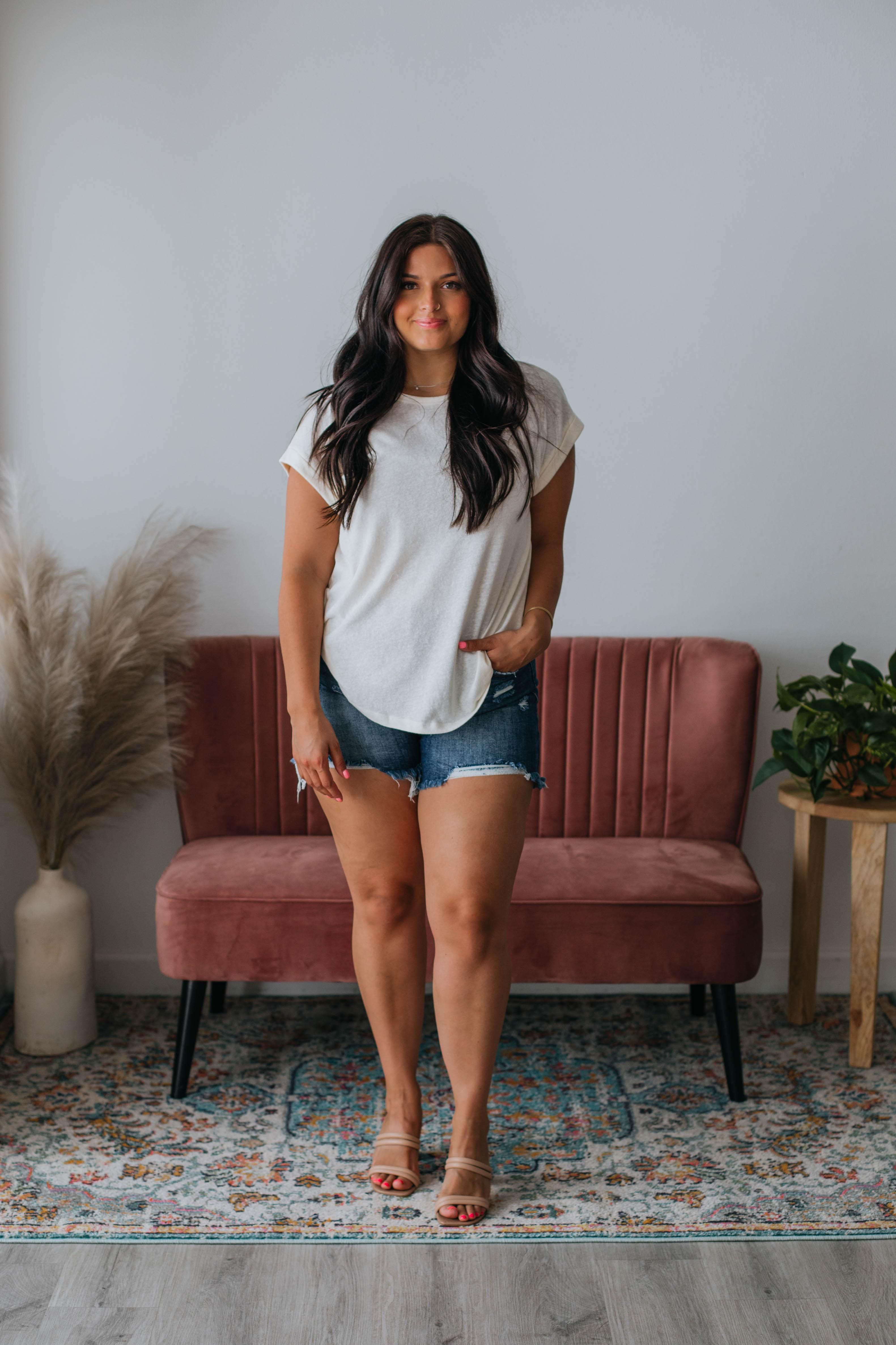 Carrie Basic Tee - Cream sold by Wild Oak Boutique product image thumbnail 4