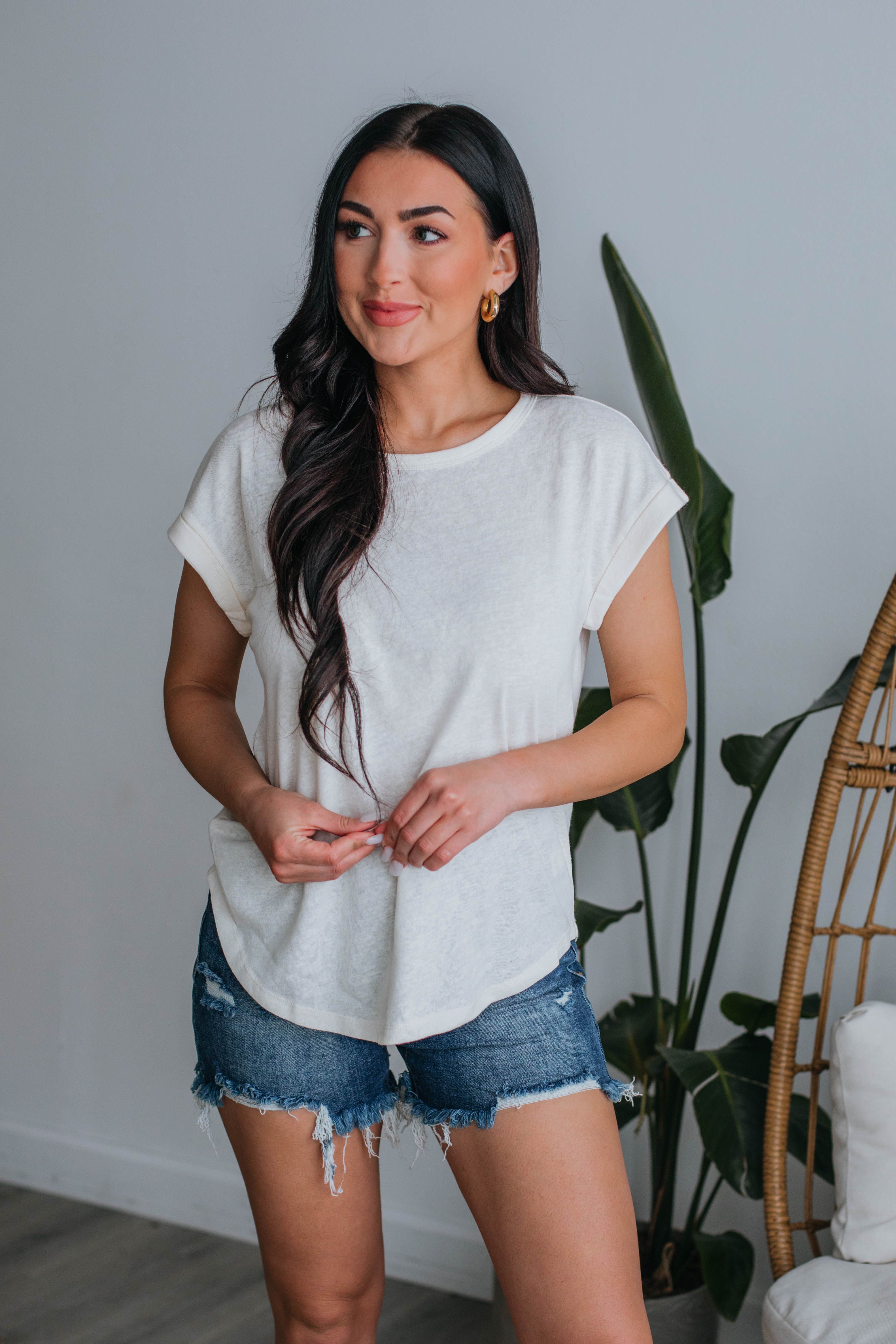 Carrie Basic Tee - Cream sold by Wild Oak Boutique product image thumbnail 7