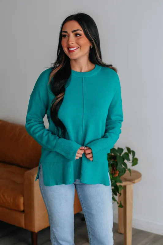 Alessa Sweater - Turquoise sold by Wild Oak Boutique