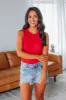 April Ribbed Bodysuit - Scarlet sold by Wild Oak Boutique