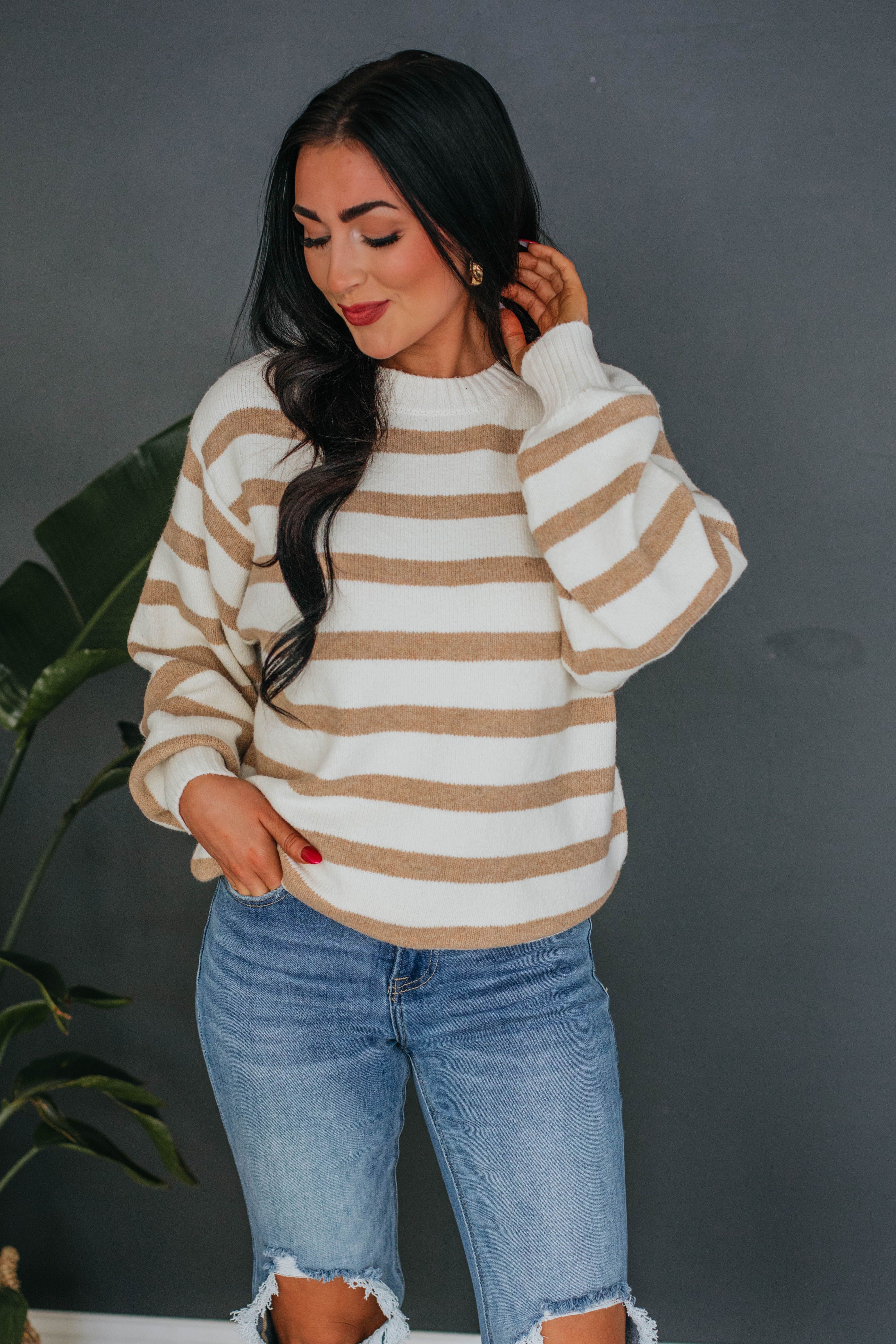 Carmilla Striped Sweater - Cream Mix sold by Wild Oak Boutique product image thumbnail 2