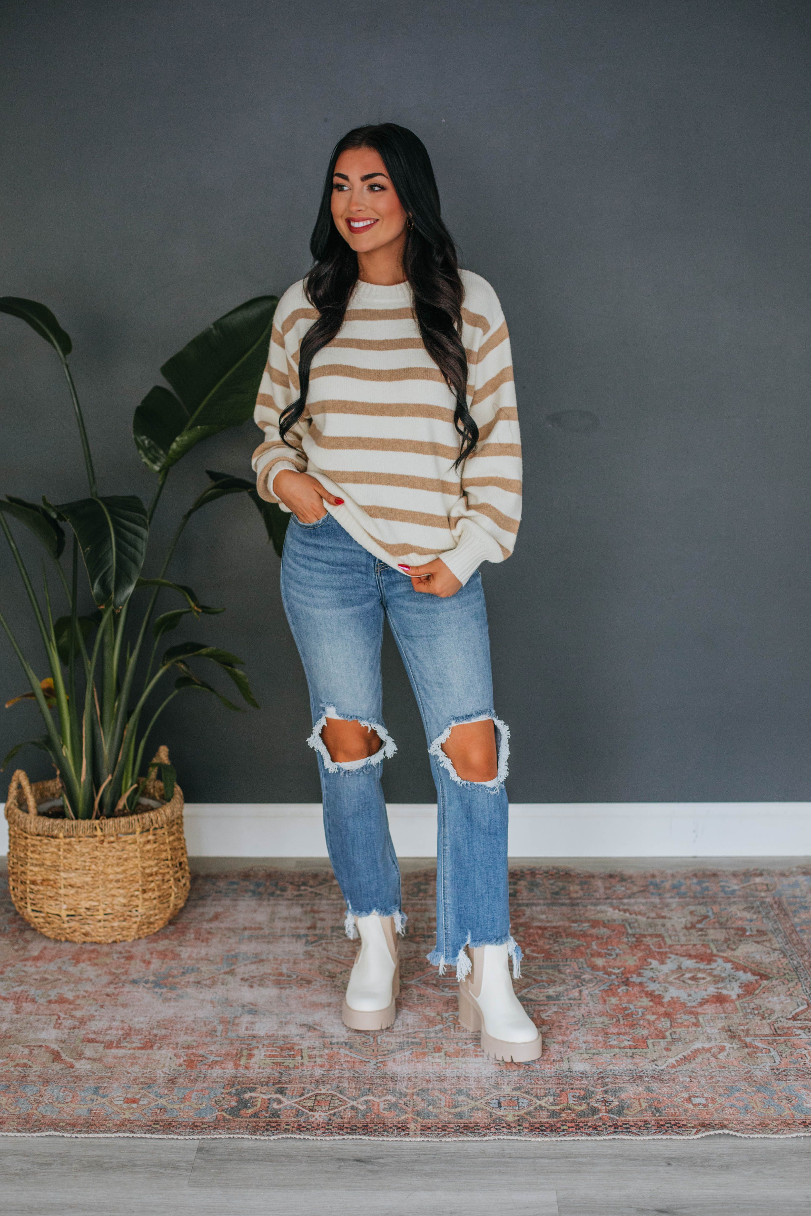 Carmilla Striped Sweater - Cream Mix sold by Wild Oak Boutique product image thumbnail 3