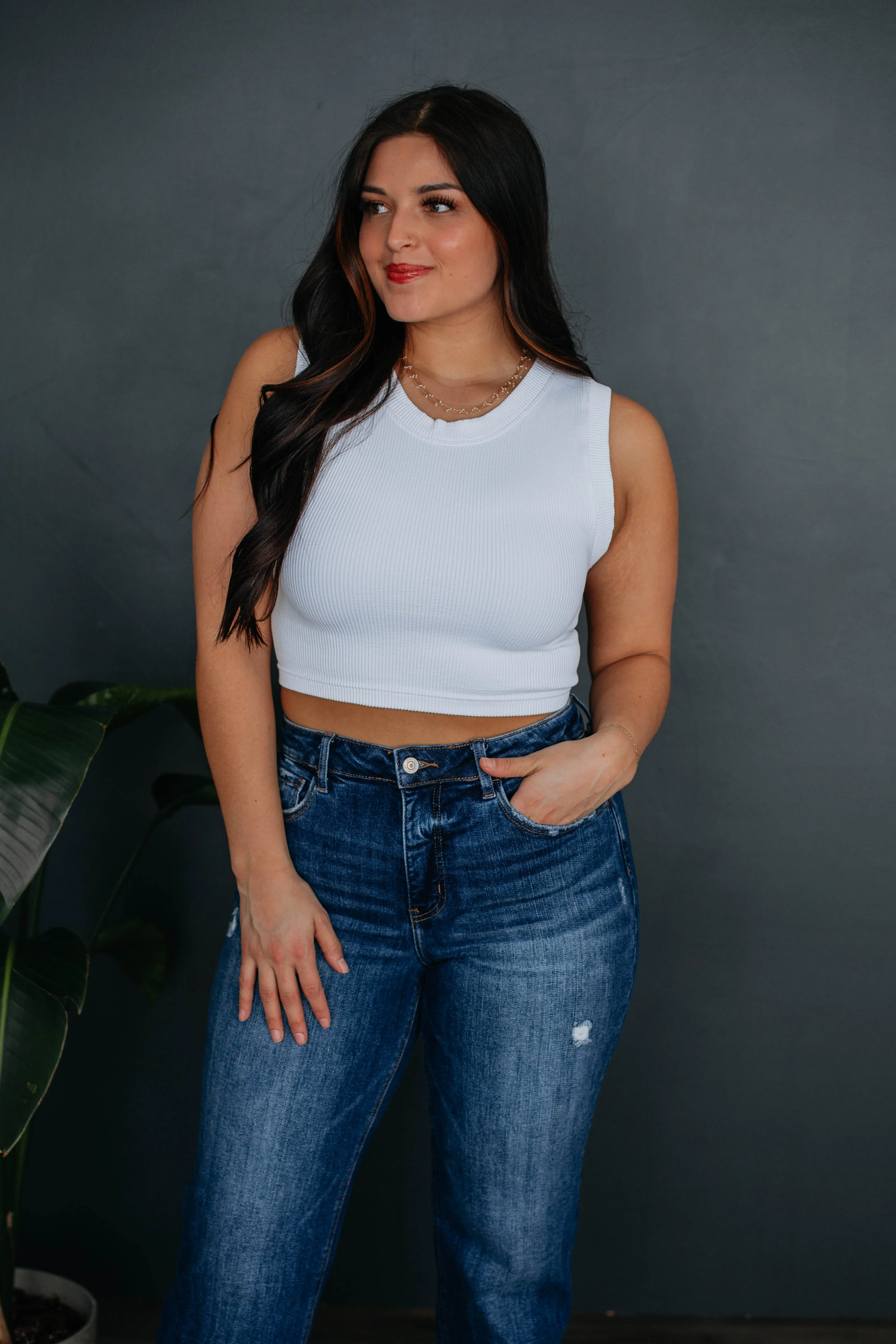Razlyn Ribbed Tank - Ivory sold by Wild Oak Boutique product image thumbnail 3
