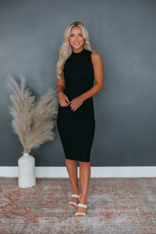 Penelope Ribbed Dress - Black sold by Wild Oak Boutique