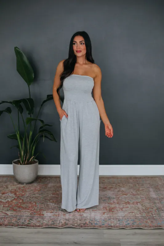 Wesla Jumpsuit - Heather Grey sold by Wild Oak Boutique
