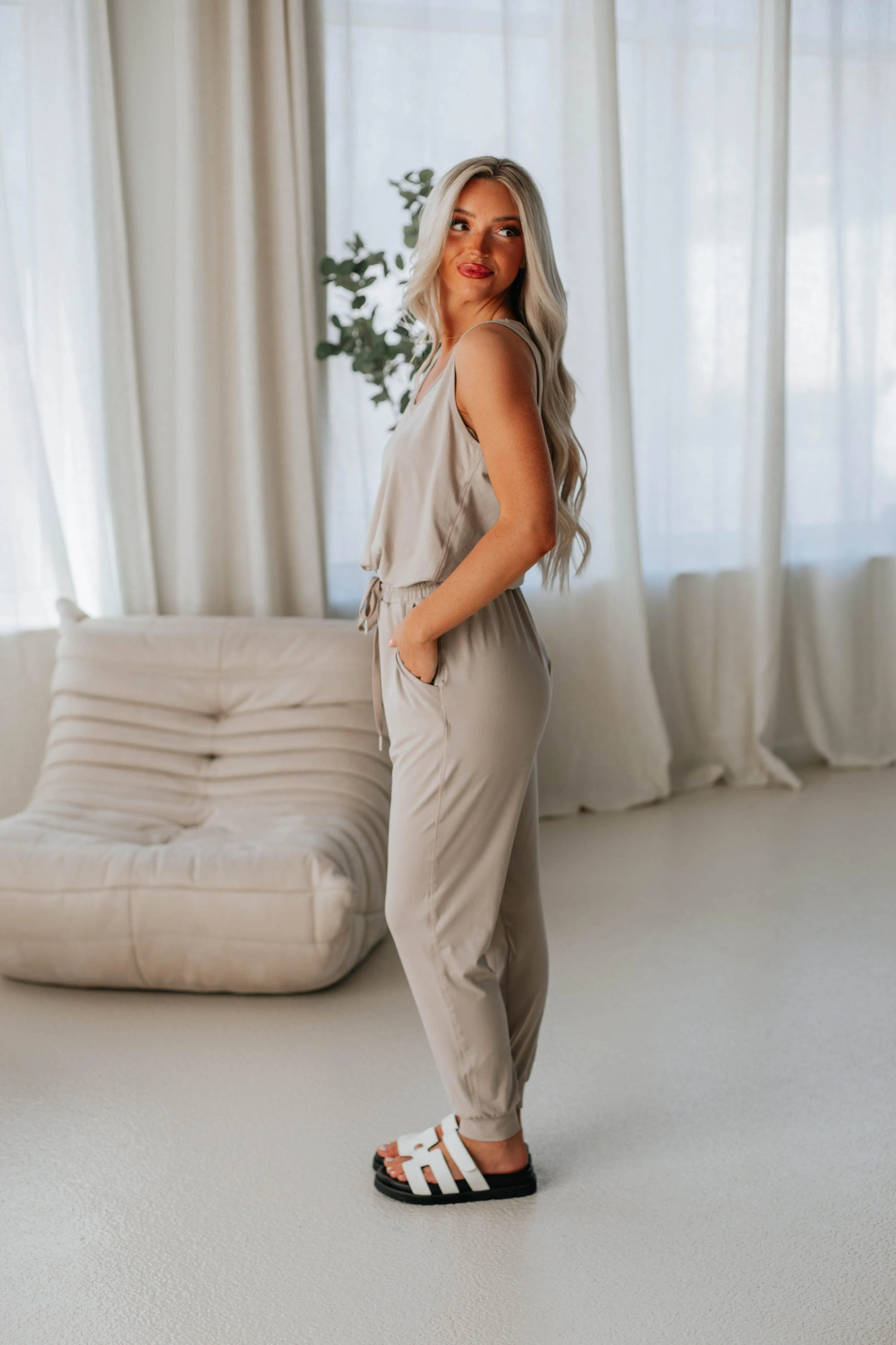 Stellie Jumpsuit - Taupe sold by Wild Oak Boutique product image thumbnail 3