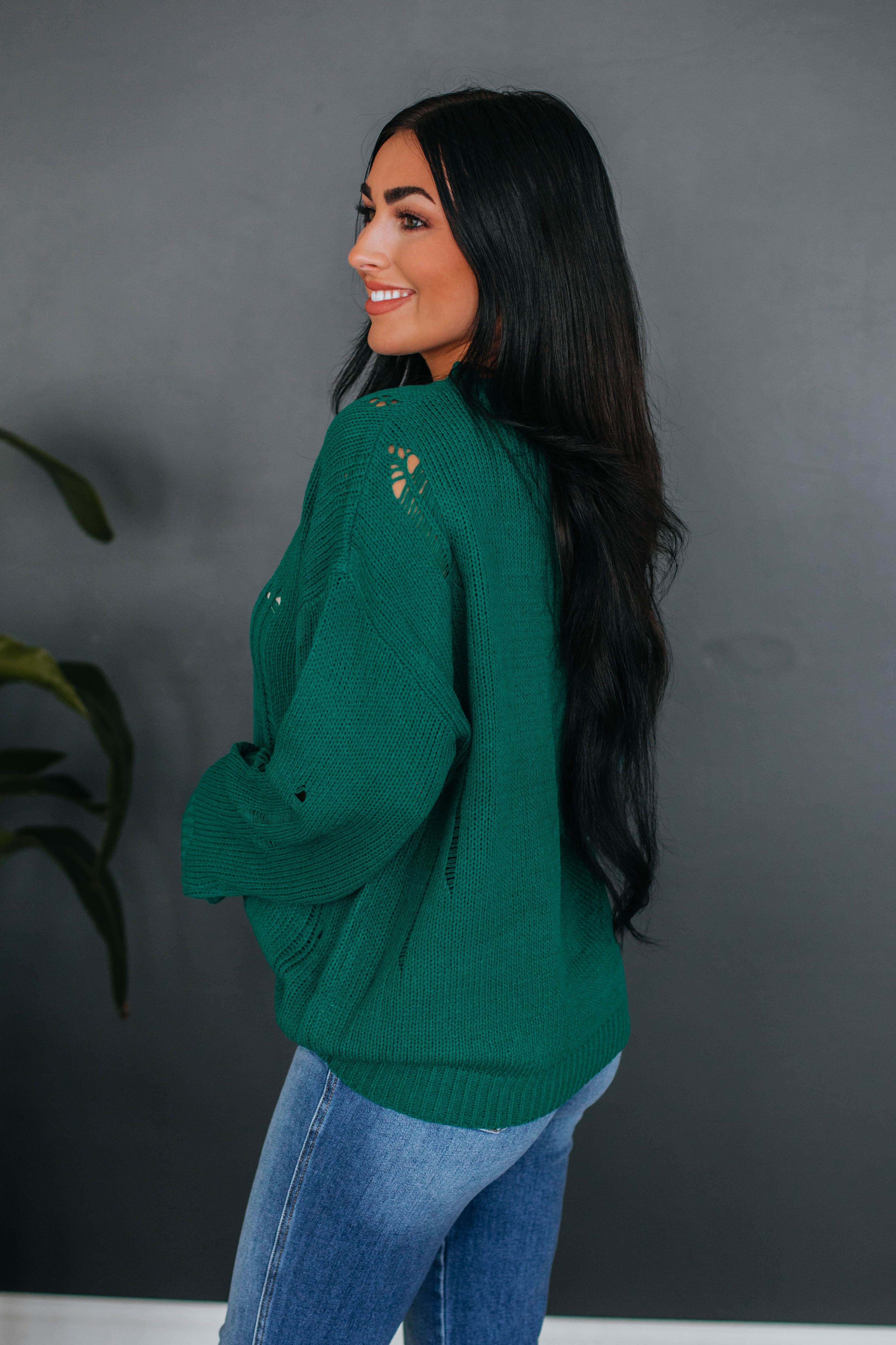 Leni Distressed Sweater - Jade sold by Wild Oak Boutique product image thumbnail 4