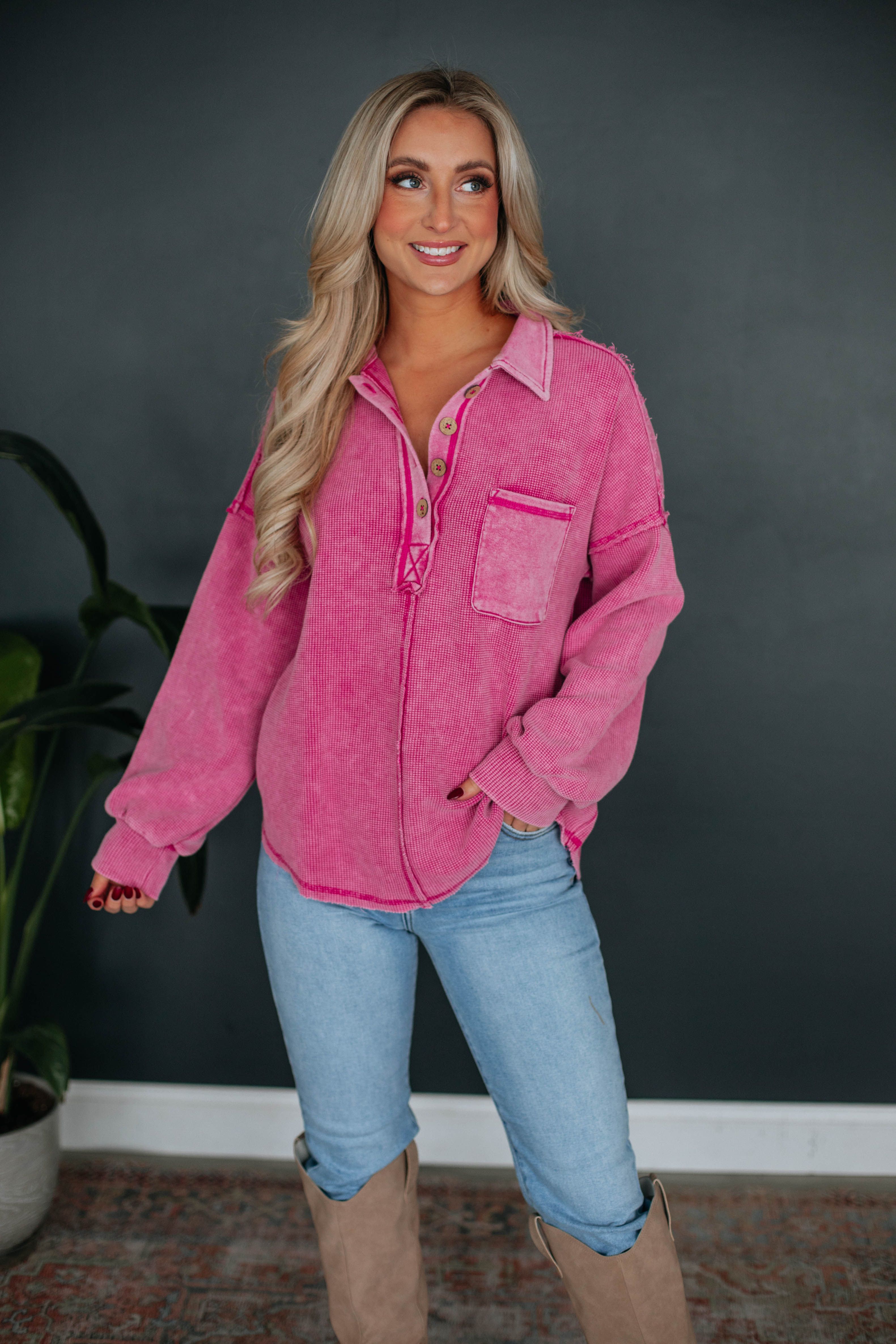 Montley Pullover - Magenta sold by Wild Oak Boutique