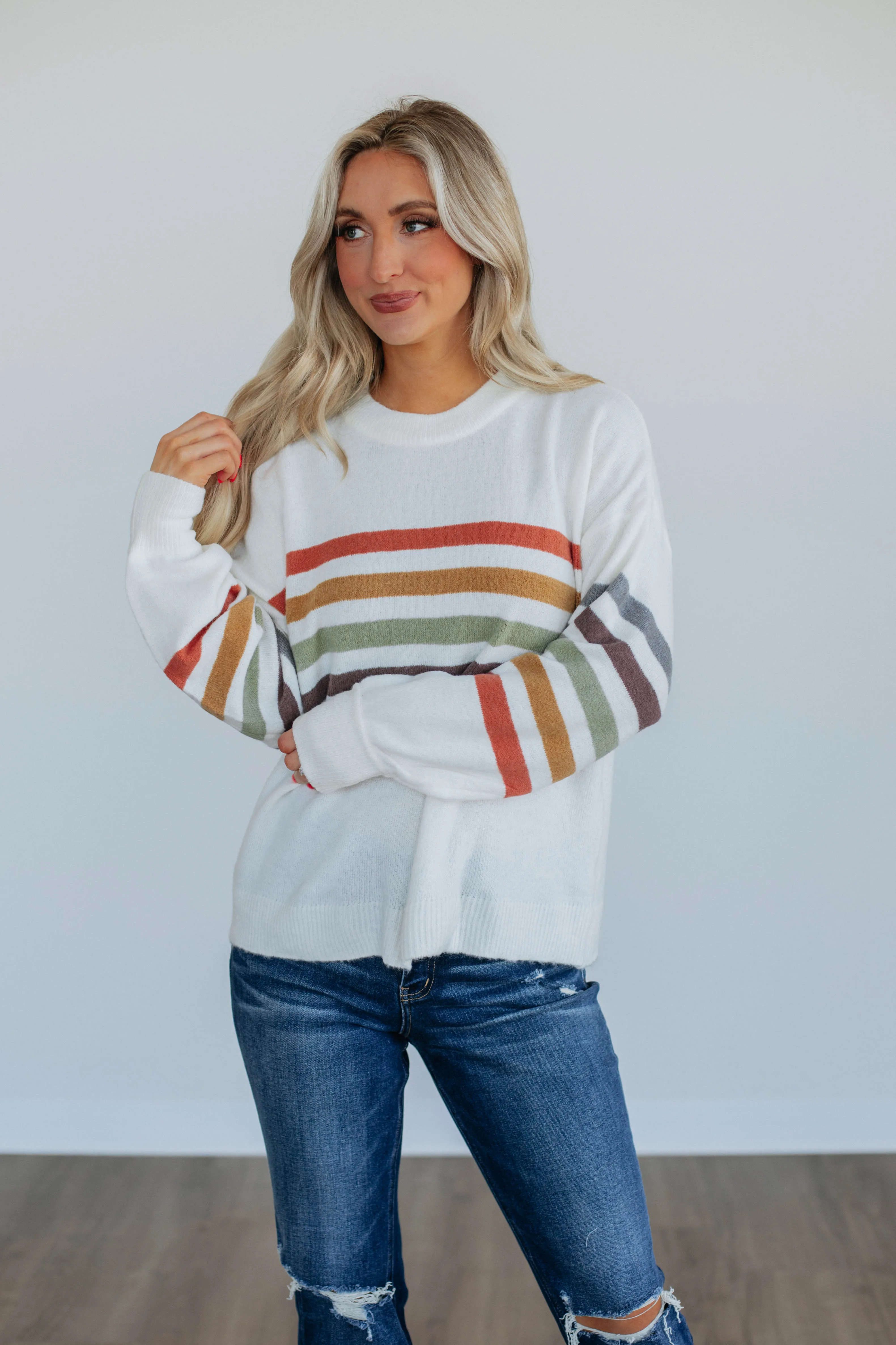 Bridgette Striped Sweater sold by Wild Oak Boutique