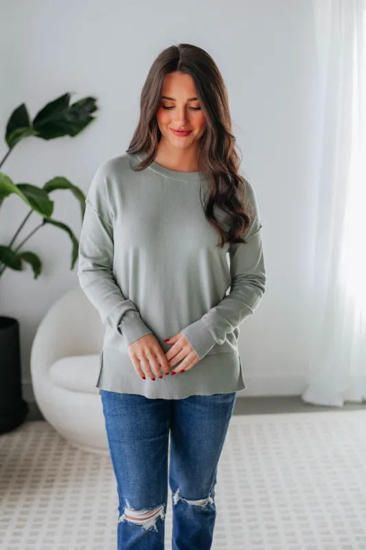 Kiersten Sweater - Sage sold by Wild Oak Boutique