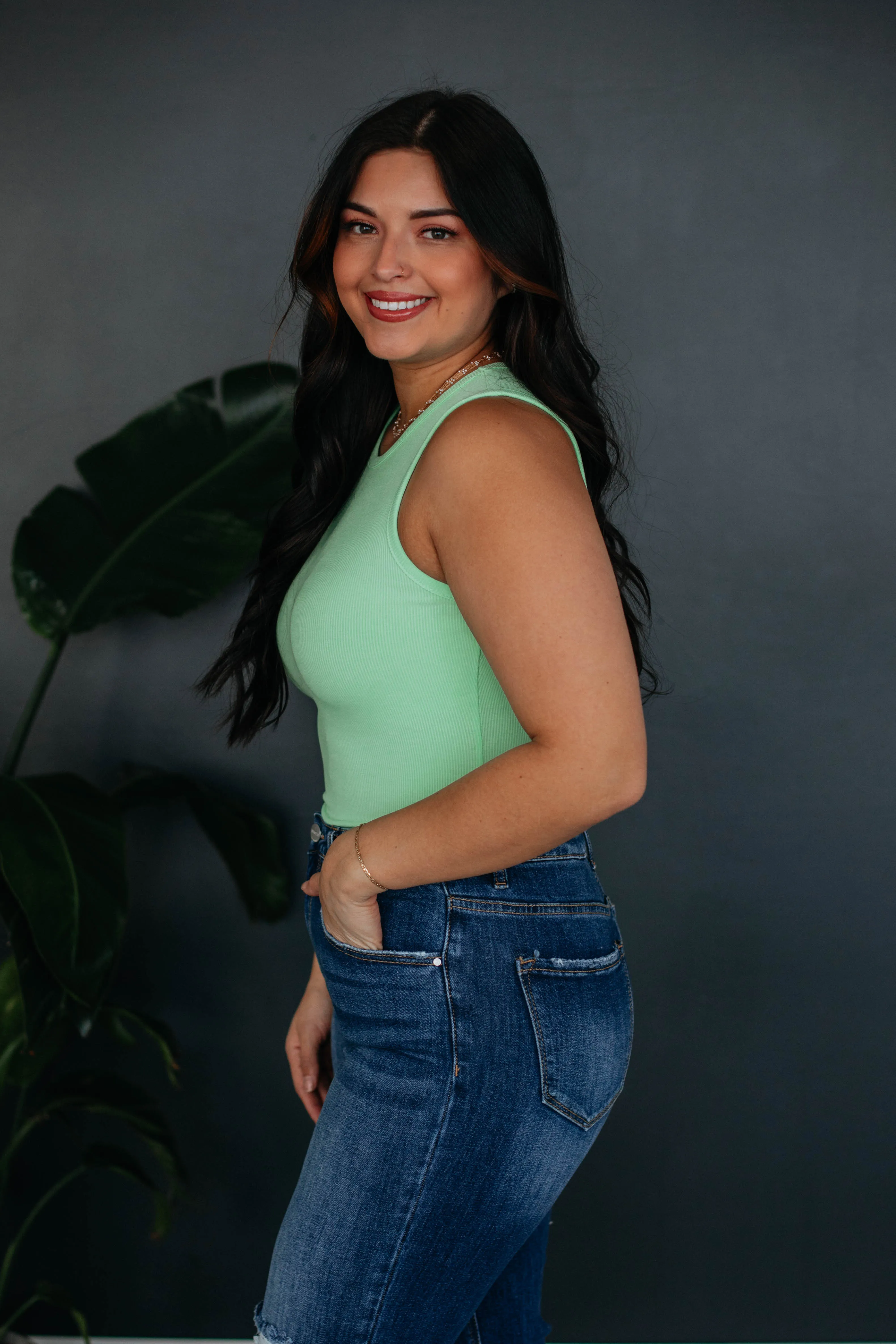 April Ribbed Bodysuit - Keylime sold by Wild Oak Boutique product image thumbnail 5