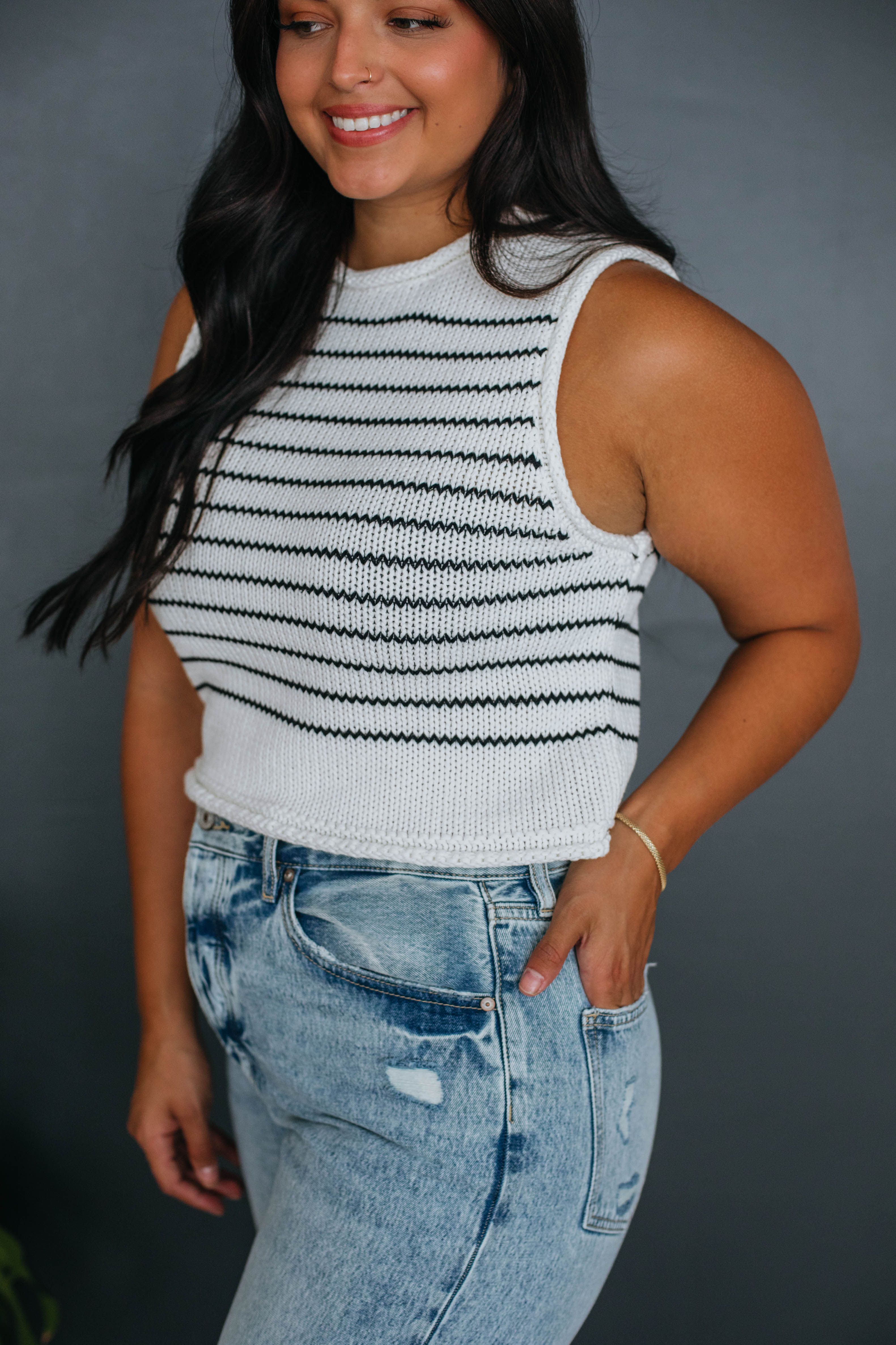 Lana Striped Sweater Tank sold by Wild Oak Boutique product image thumbnail 4