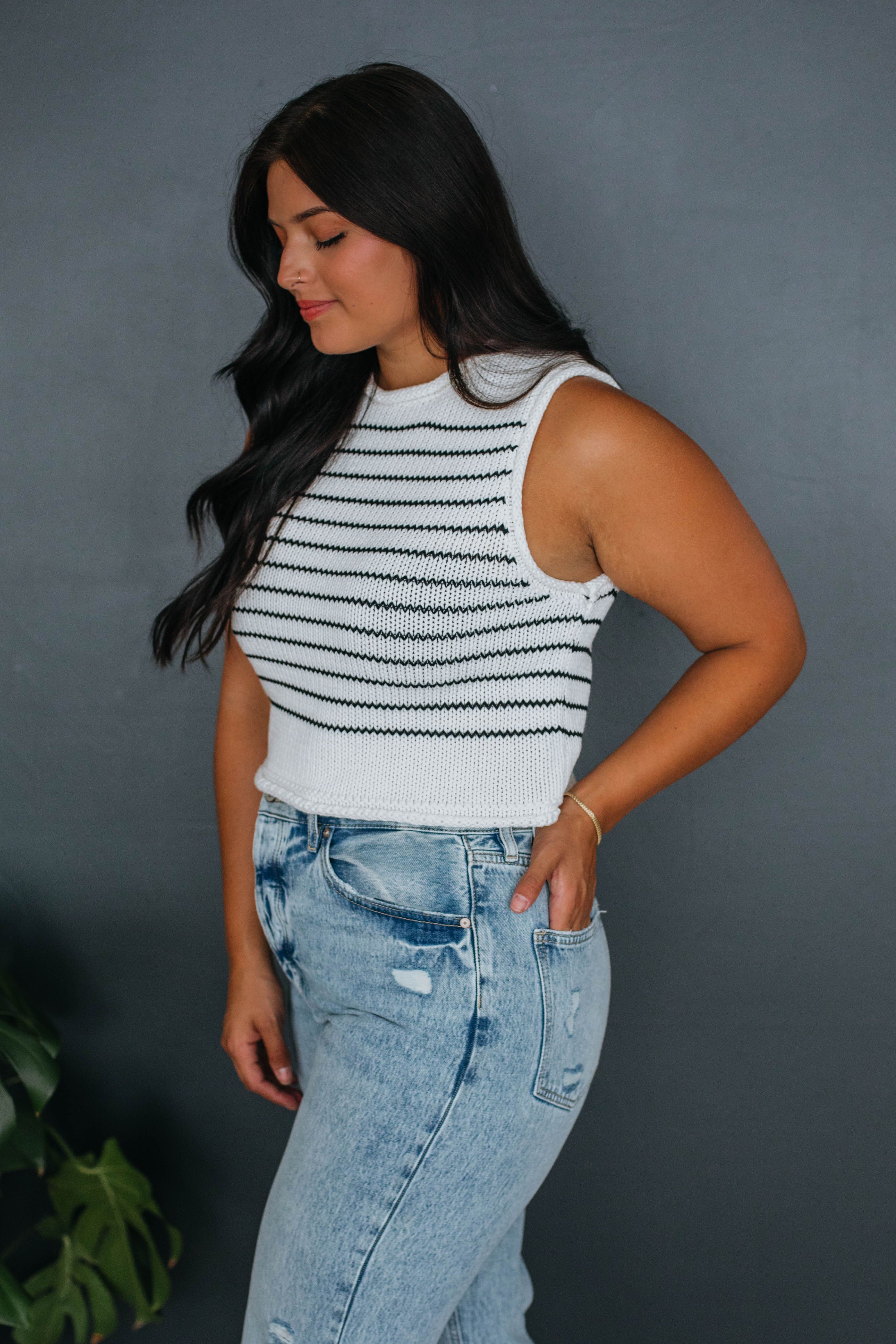 Lana Striped Sweater Tank sold by Wild Oak Boutique