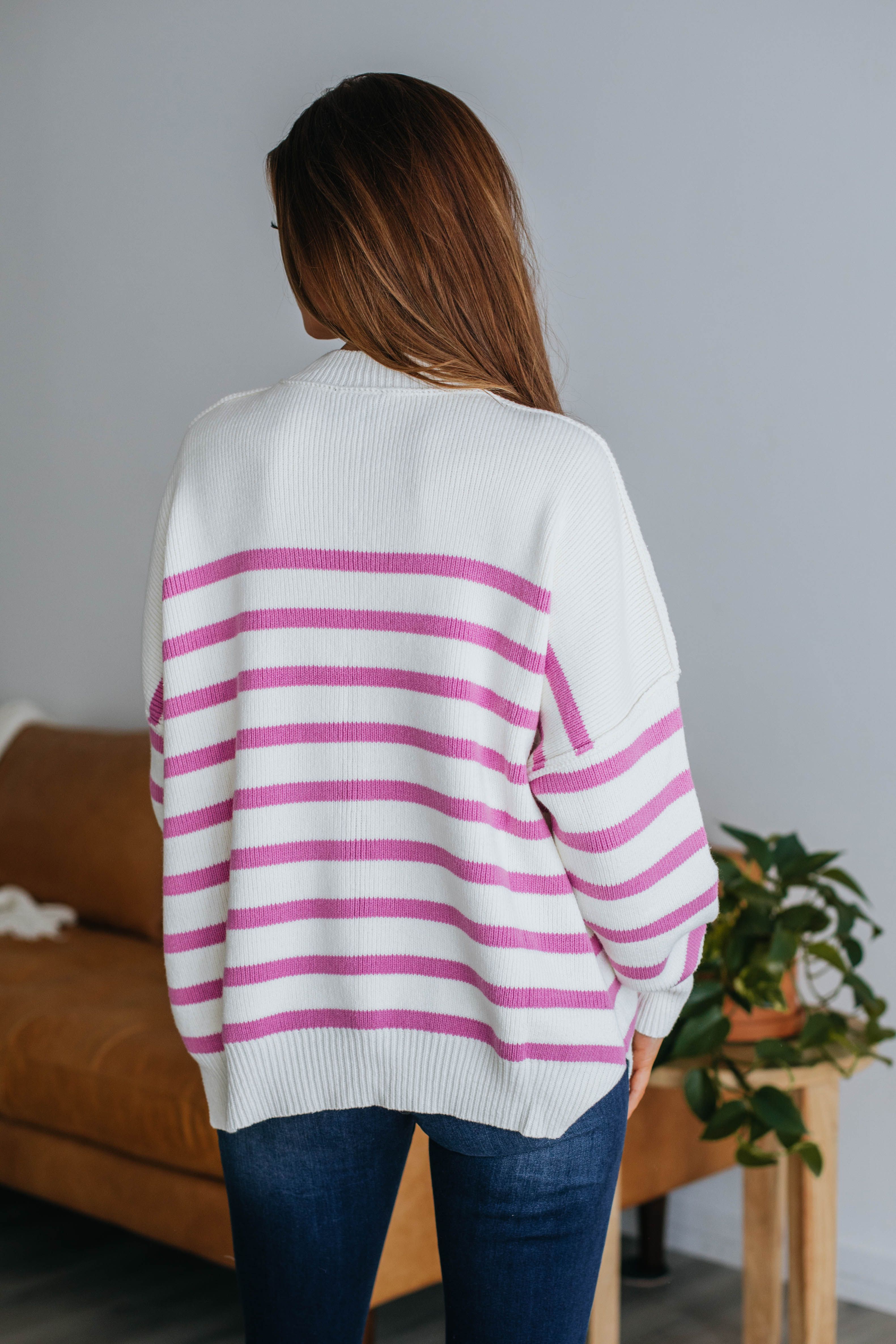 Darcie Striped Sweater - Magenta sold by Wild Oak Boutique product image thumbnail 4