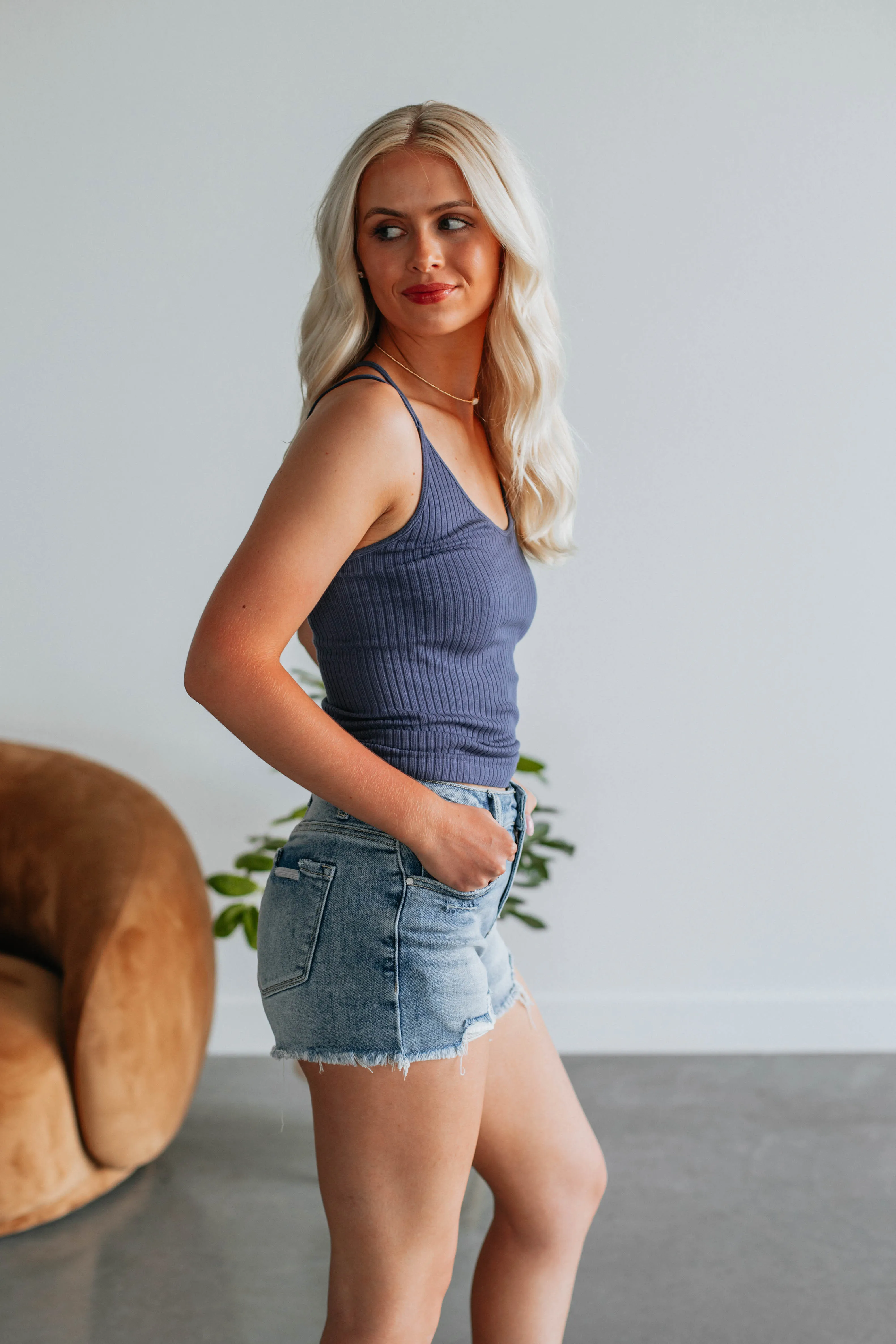 Fine Line Tank - Steel Blue sold by Wild Oak Boutique product image thumbnail 2